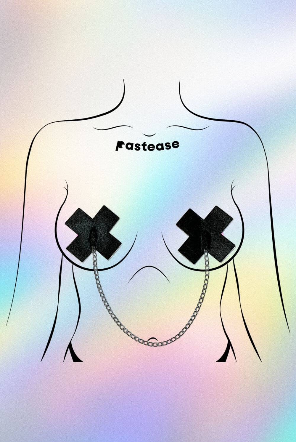 Chained Liquid Black Cross Nipple Pasties by Pastease® Pasties PASTEASE