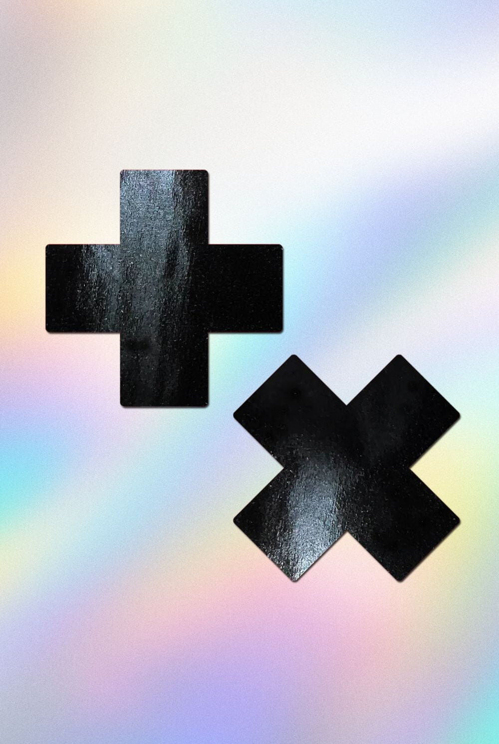 Black Patent Leather Vinyl Cross Nipple Pasties by Pastease® Pasties PASTEASE