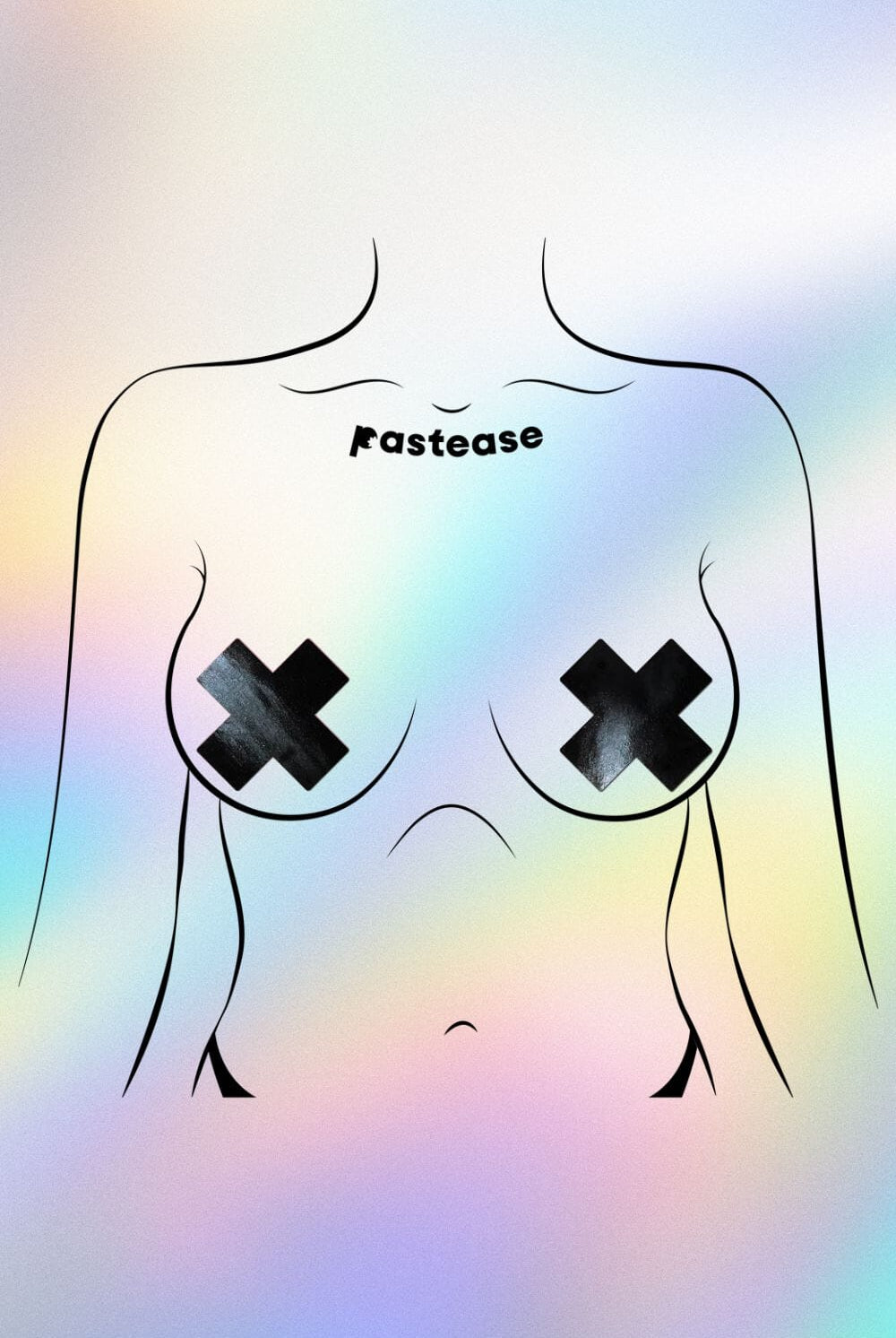 Black Patent Leather Vinyl Cross Nipple Pasties by Pastease® Pasties PASTEASE