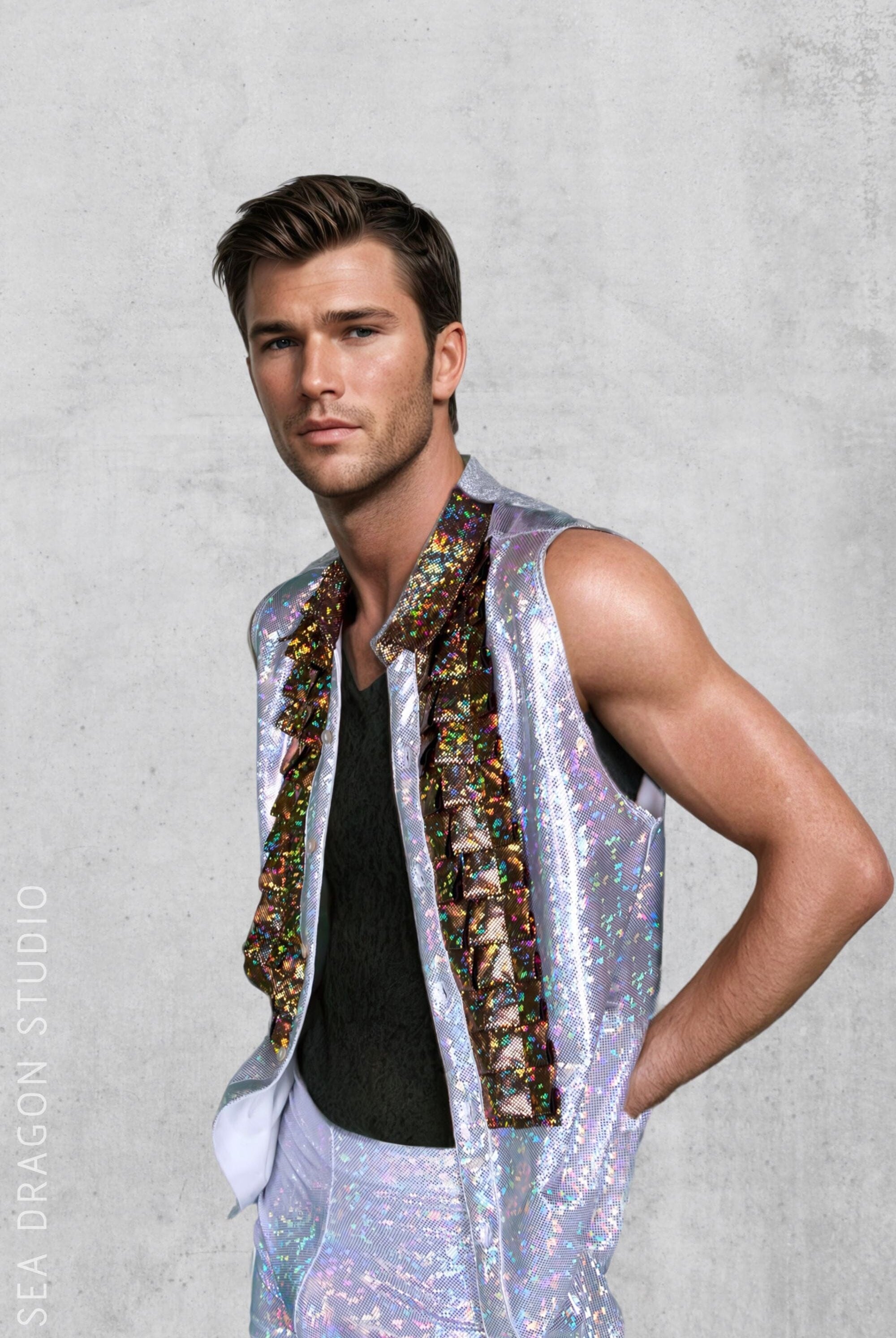 The Wedding Crasher Disco Tuxedo Shirt Mens Tops SEA DRAGON STUDIO