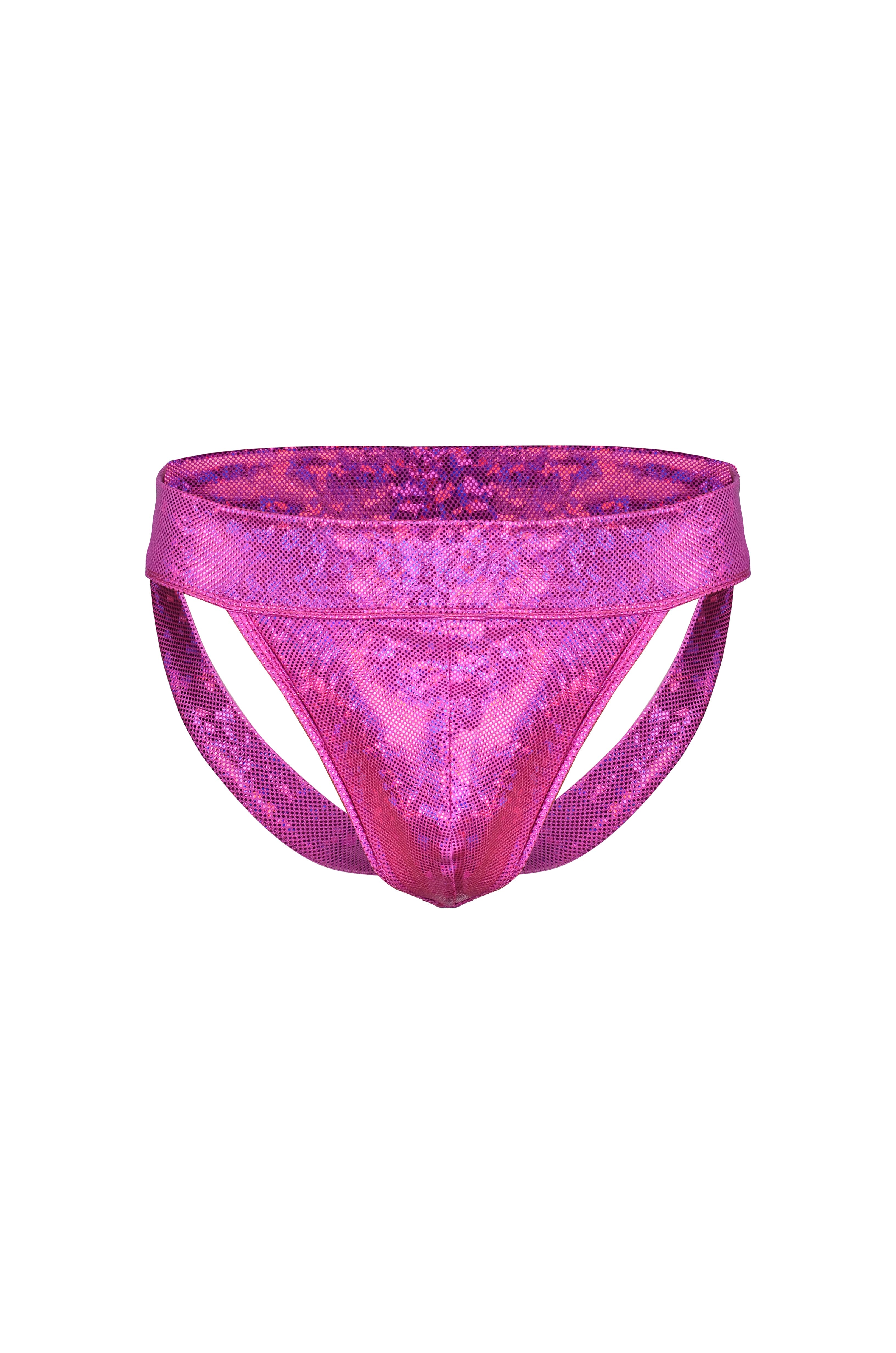 Holographic Jockstrap | 13 Colors Mens Bottoms SEA DRAGON STUDIO Fractal Flamingo (Hot Pink) XSMALL
