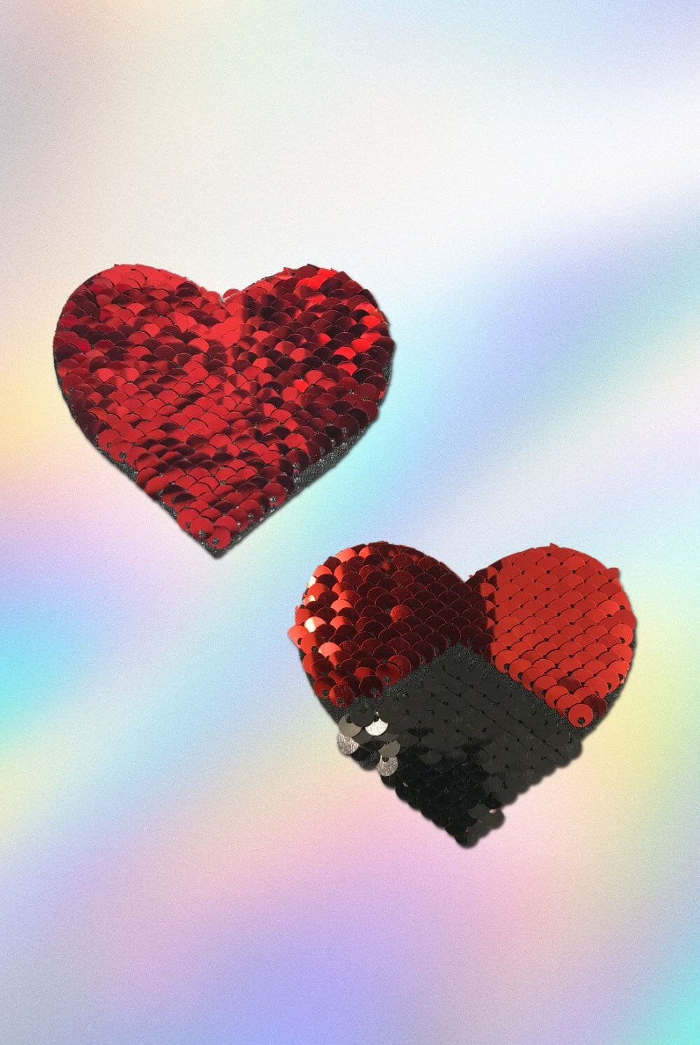 Red & Black Color Changing Flip Sequin Heart Nipple Pasties by Pastease Pasties PASTEASE
