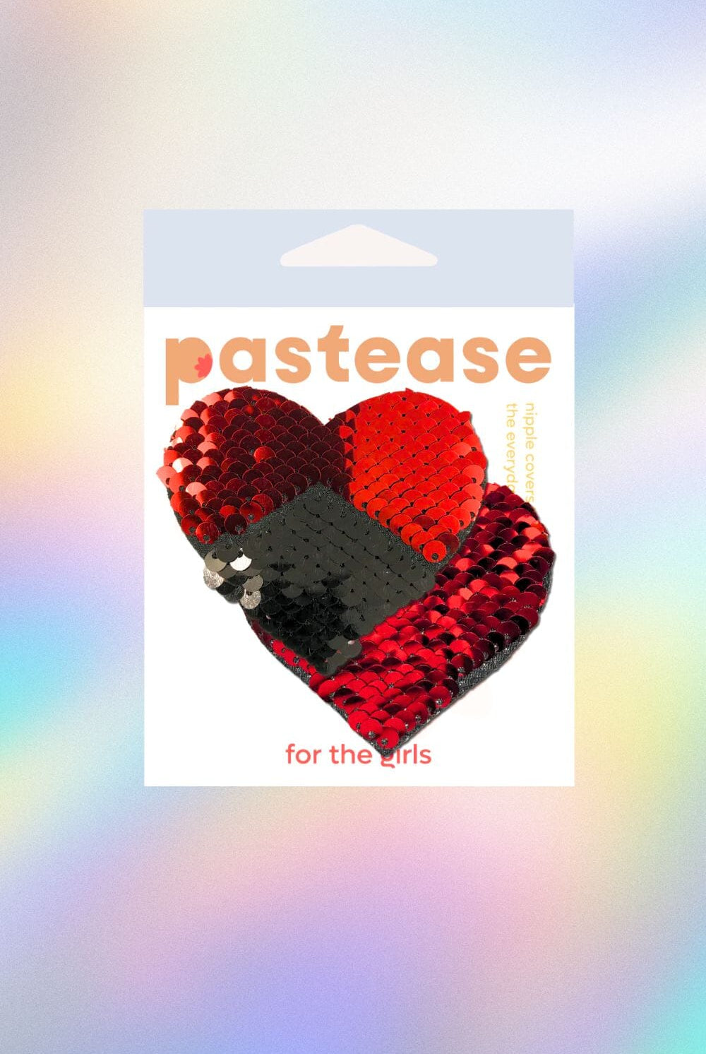 Red & Black Color Changing Flip Sequin Heart Nipple Pasties by Pastease Pasties PASTEASE