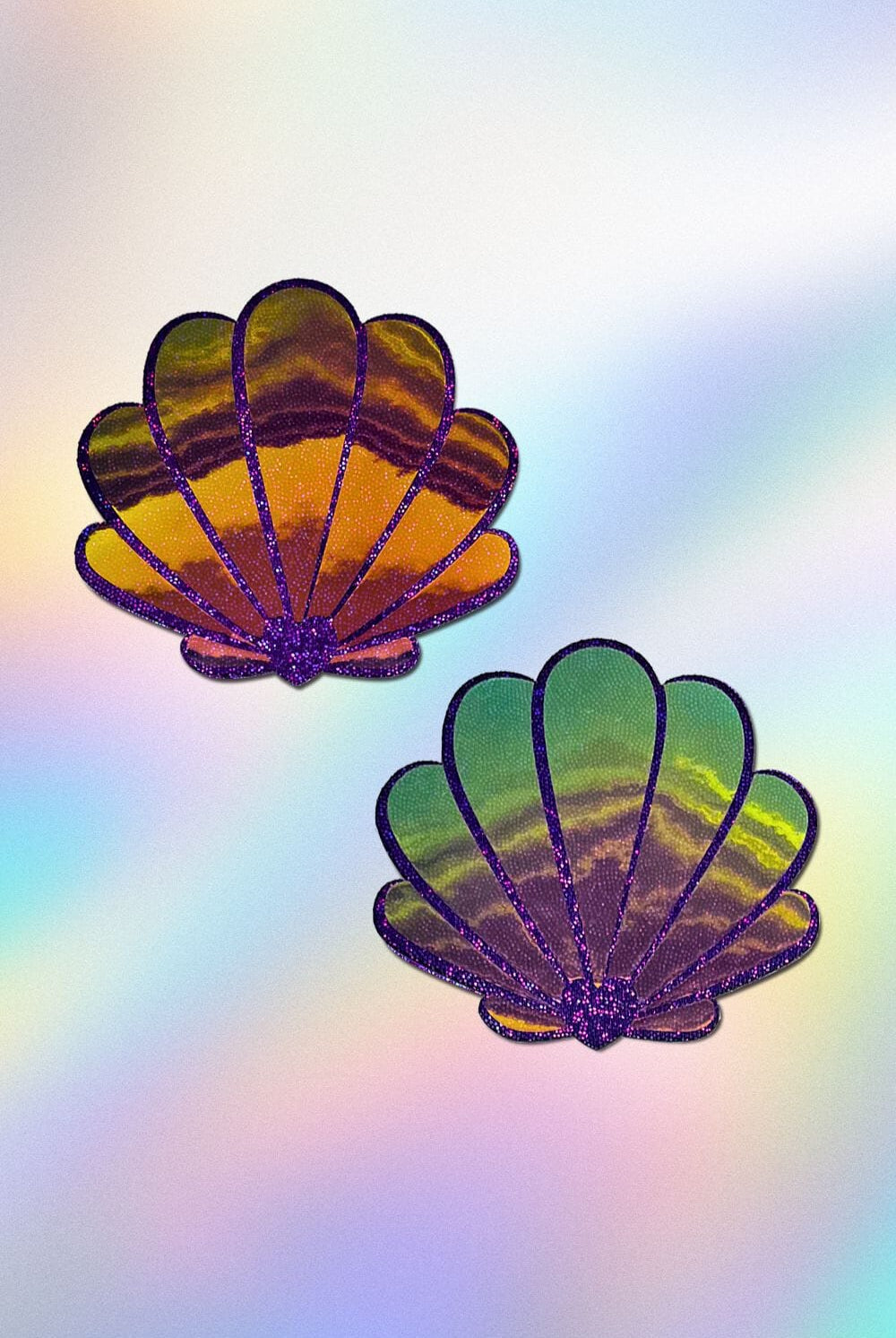 Mermaid Shells Pasties in Opalescent Purple & Gold by Pastease® Pasties PASTEASE