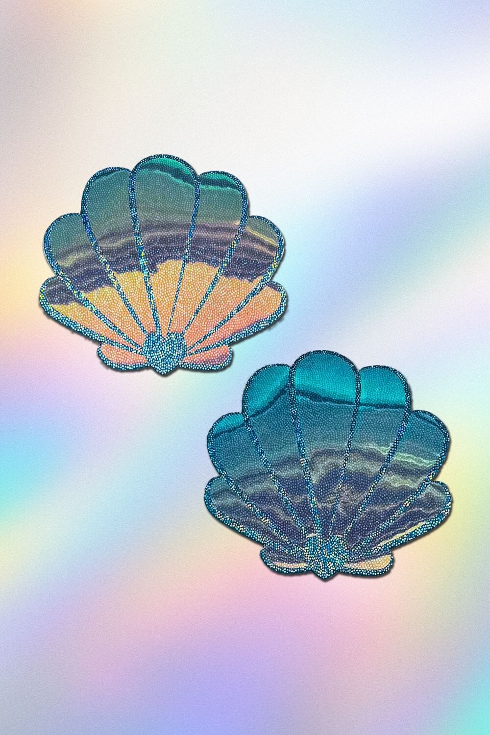 Mermaid Shells Pasties in Opalescent Seafoam Blue-Green by Pastease® Pasties PASTEASE