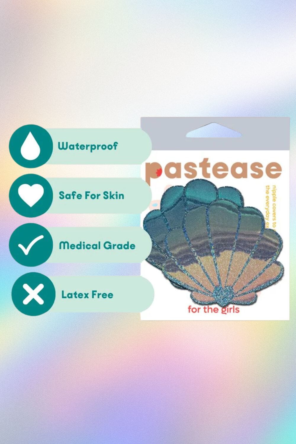 Mermaid Shells Pasties in Opalescent Seafoam Blue-Green by Pastease® Pasties PASTEASE