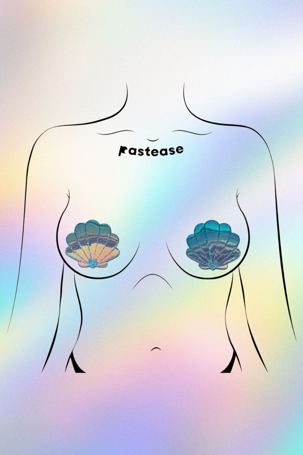 Mermaid Shells Pasties in Opalescent Seafoam Blue-Green by Pastease® Pasties PASTEASE