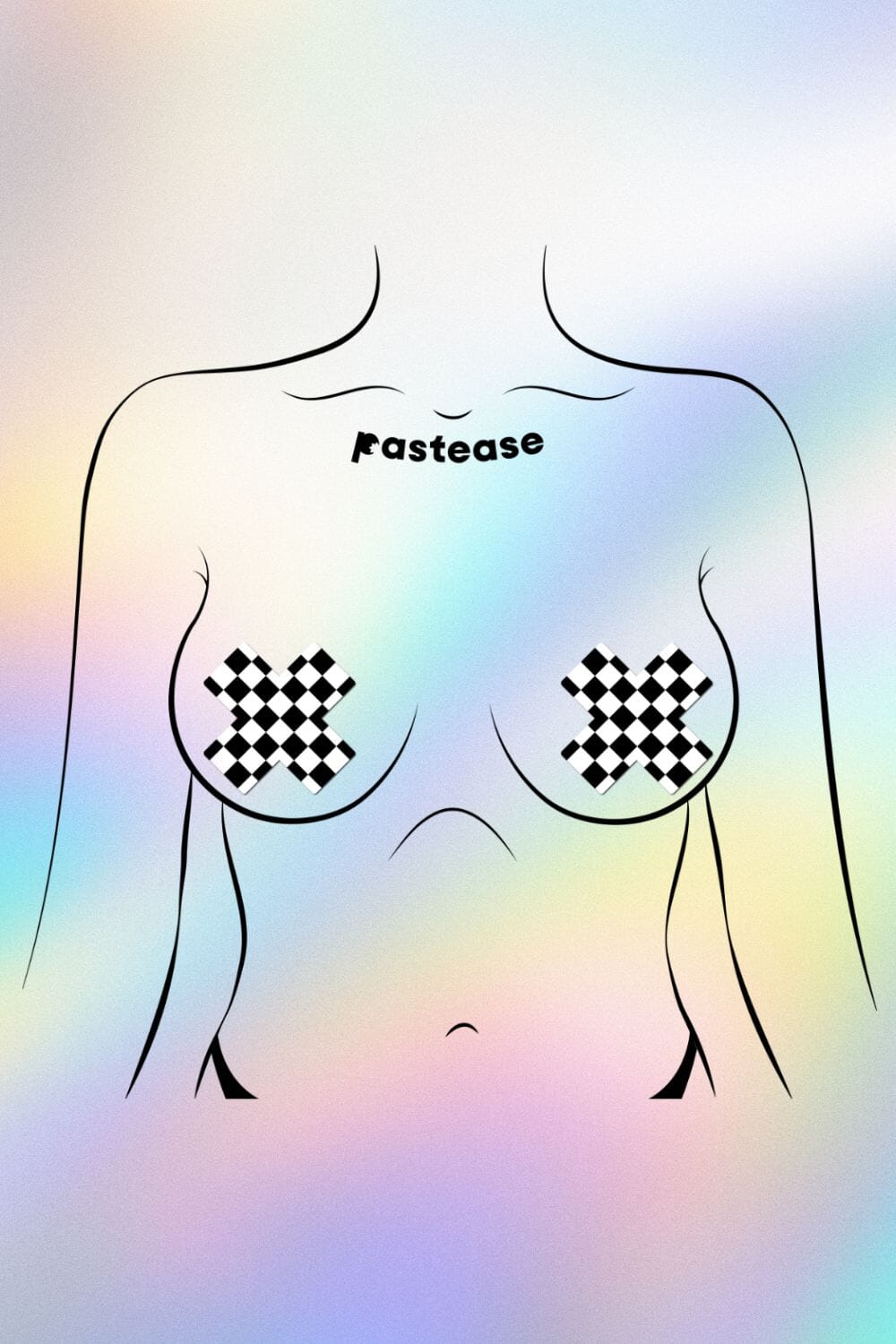 Wonderland Black & White Checker Cross Nipple Pasties by Pastease® Pasties PASTEASE
