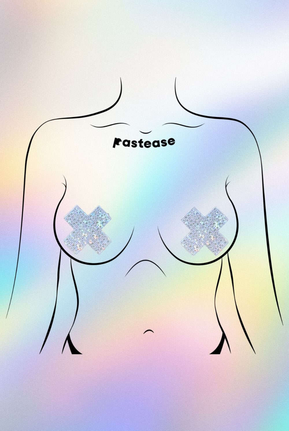 Luxury Jeweled Crystal Silver Cross Nipple Pasties by Pastease Pasties PASTEASE
