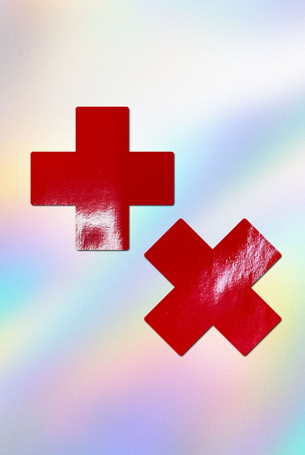 Red Patent Leather Vinyl Cross Nipple Pasties by Pastease® Pasties PASTEASE