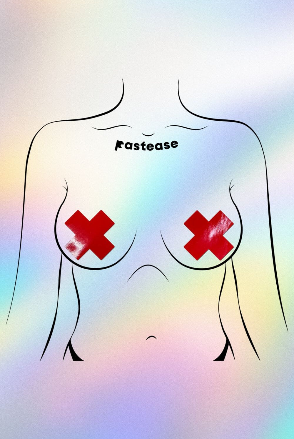 Red Patent Leather Vinyl Cross Nipple Pasties by Pastease® Pasties PASTEASE