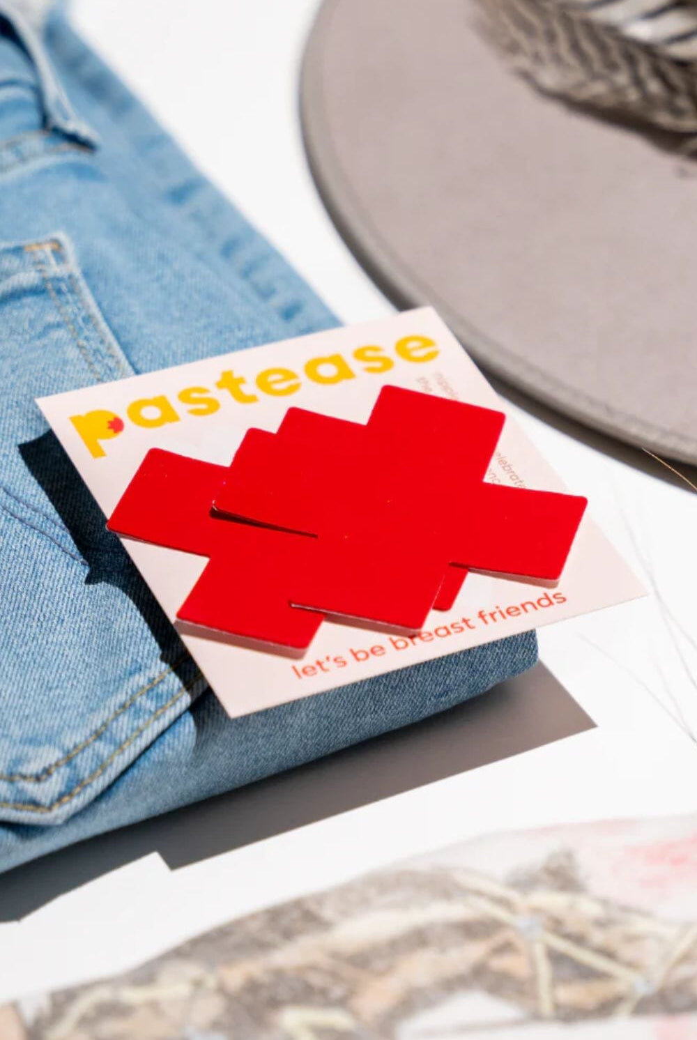 Red Patent Leather Vinyl Cross Nipple Pasties by Pastease® Pasties PASTEASE