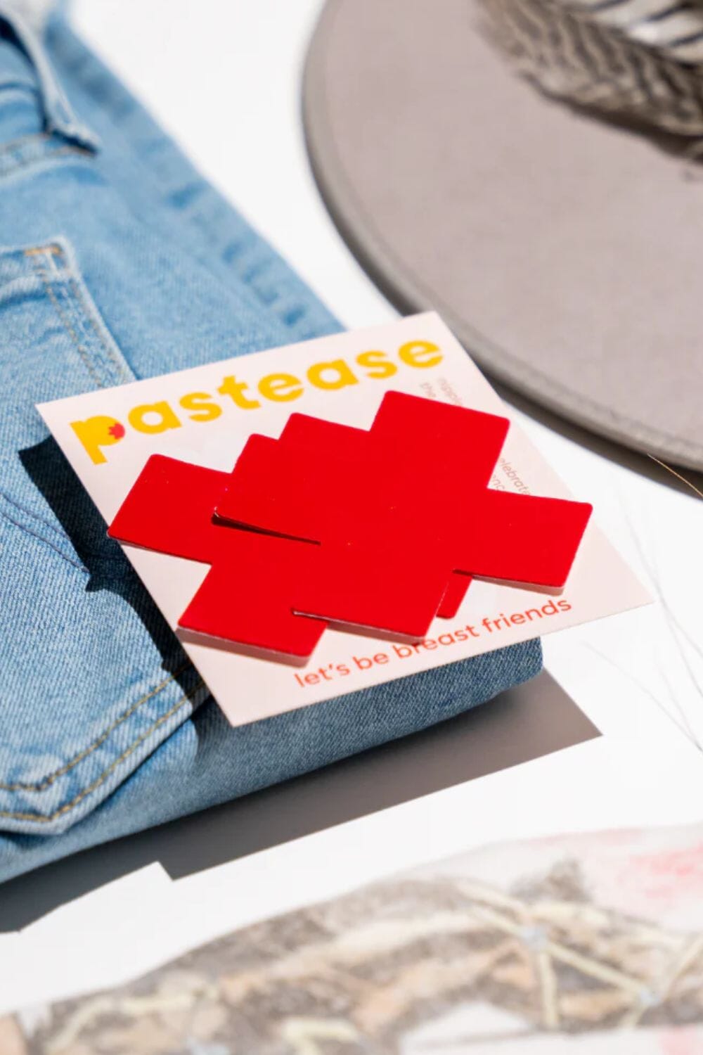 Red Patent Leather Vinyl Cross Nipple Pasties by Pastease® Pasties PASTEASE