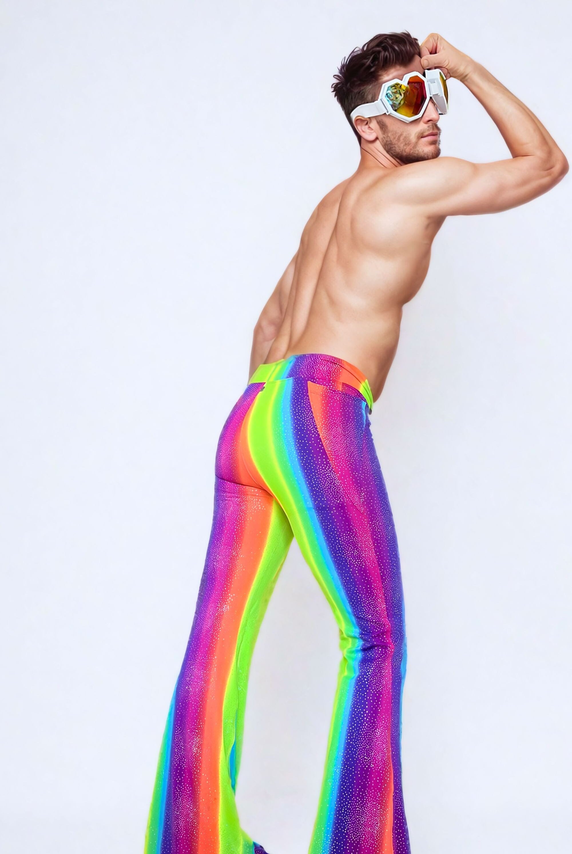 Power Prism Pride Men's Holographic Flares Mens Bottoms SEA DRAGON STUDIO