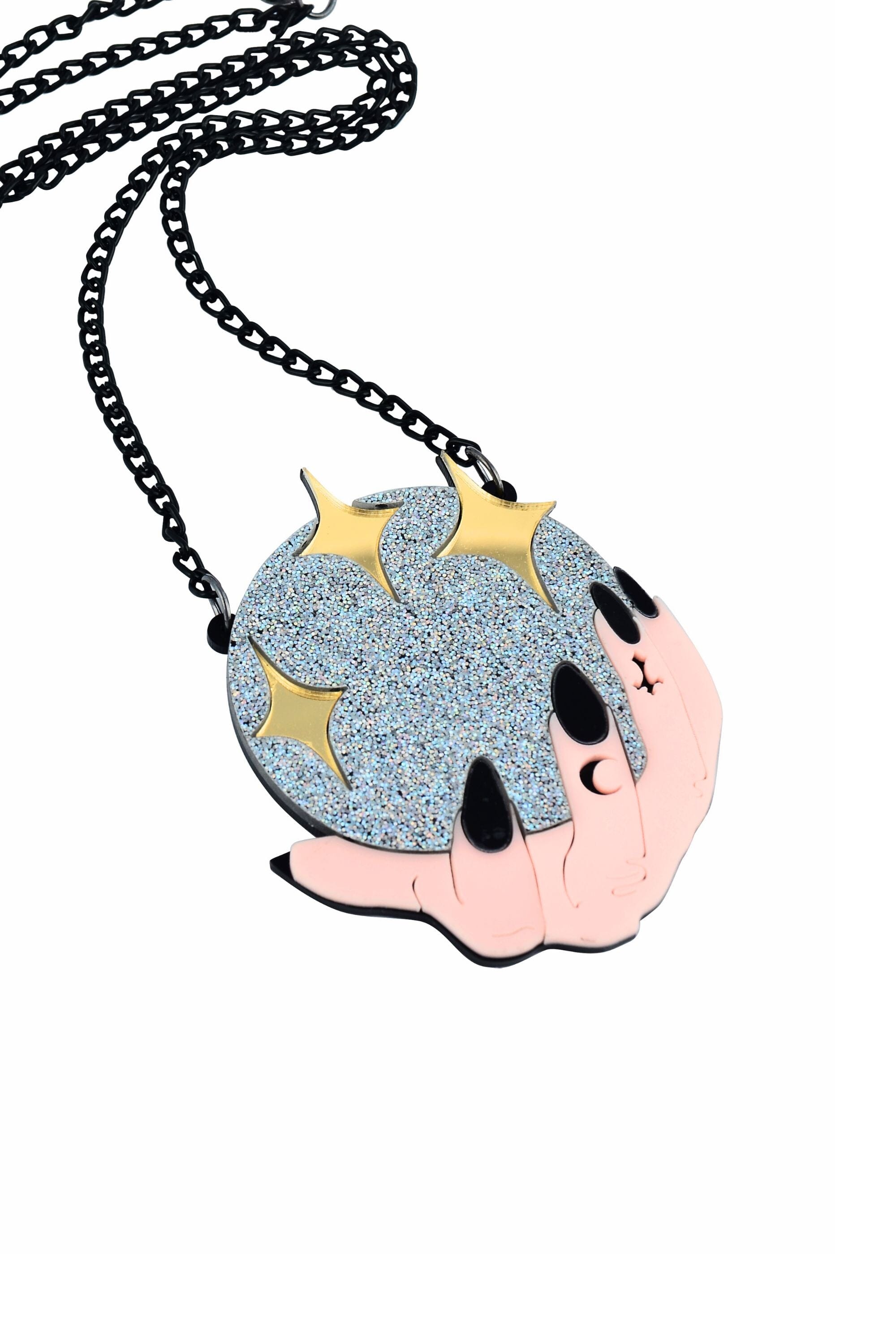 Rave Oracle Glitter Witch Necklace Jewelry BAD INFLUENCE BOUTIQUE