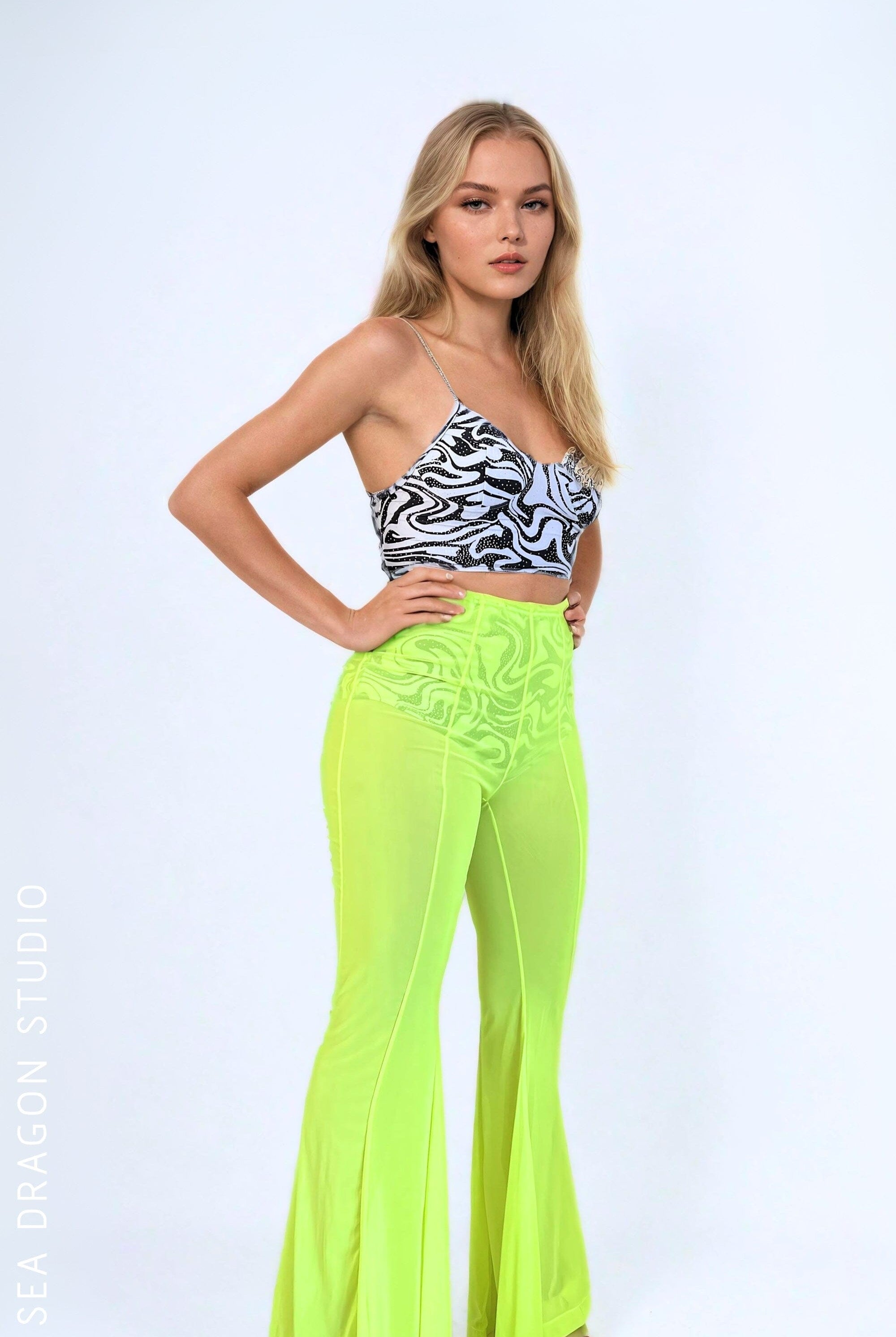 Mesh Stardust Flares | 2 Colors Womens Pants SEA DRAGON STUDIO