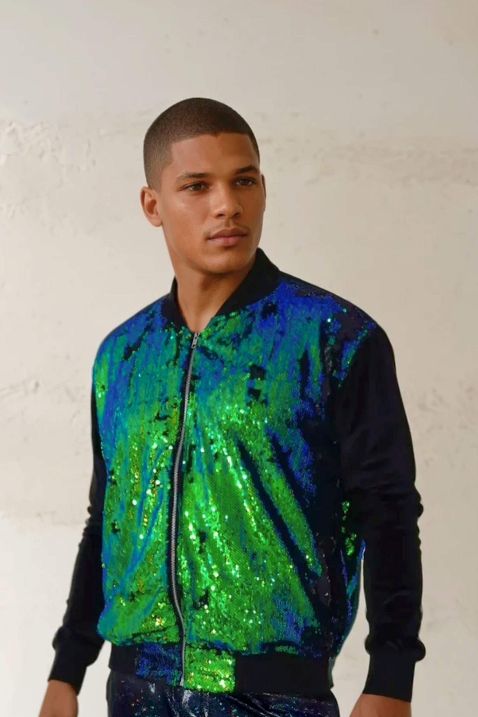 Sequin & Velvet Bomber Jacket Mens Tops SEA DRAGON STUDIO