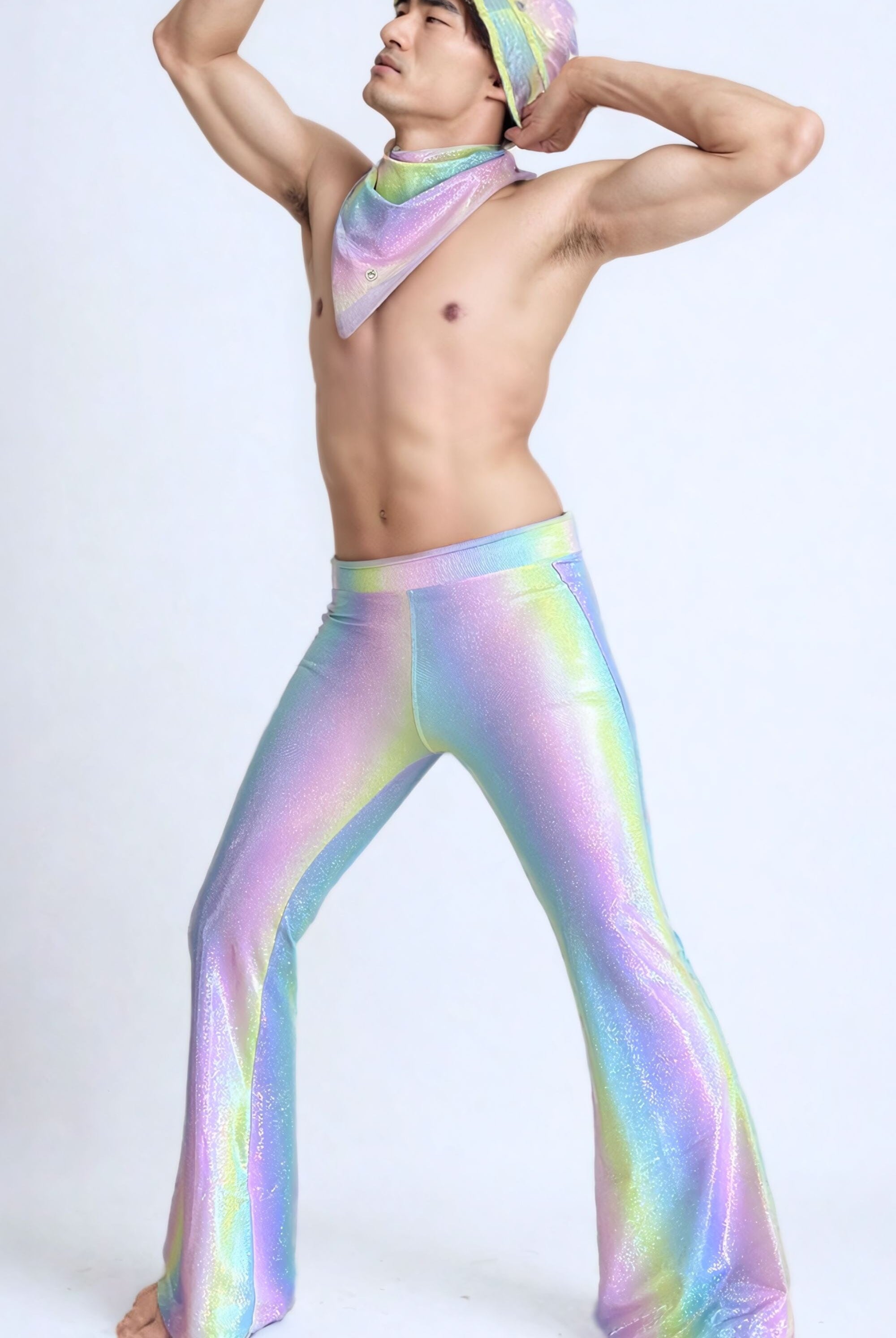 Mens Holographic Flares | 13 Colors Mens Bottoms SEA DRAGON STUDIO Limited Edition Color (Add Note) XSMALL