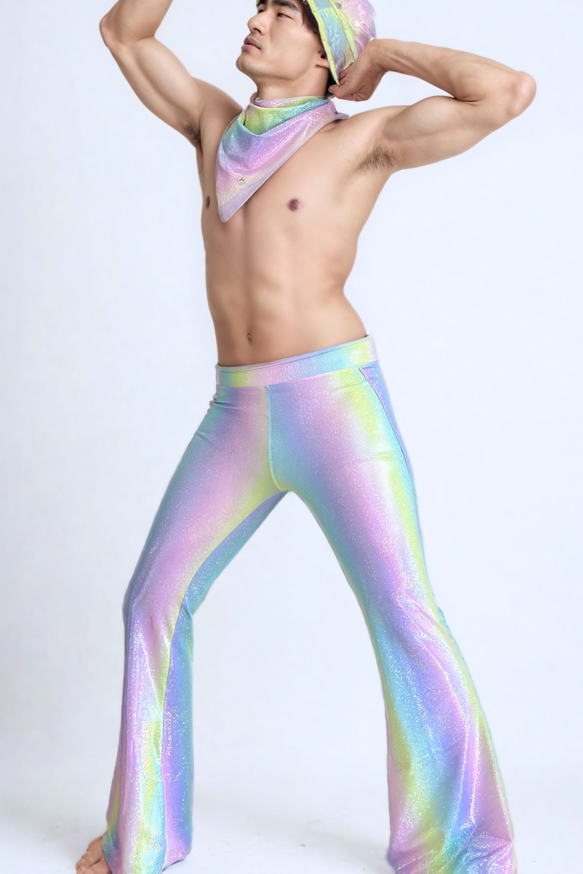 Mens Holographic Flares | 13 Colors Mens Bottoms SEA DRAGON STUDIO Limited Edition Color (Add Note) XSMALL