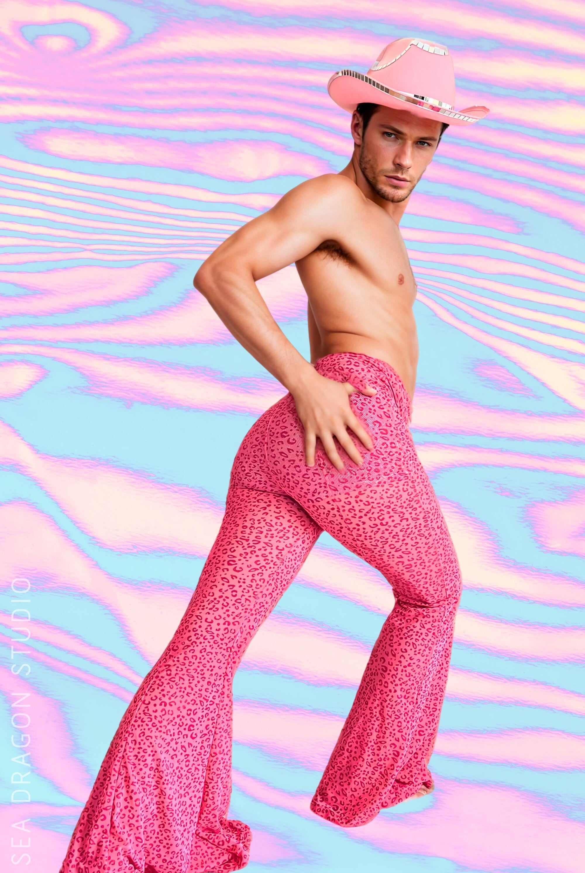 Mens Pink Prowler Mesh Stardust Flares Mens Pants SEA DRAGON STUDIO