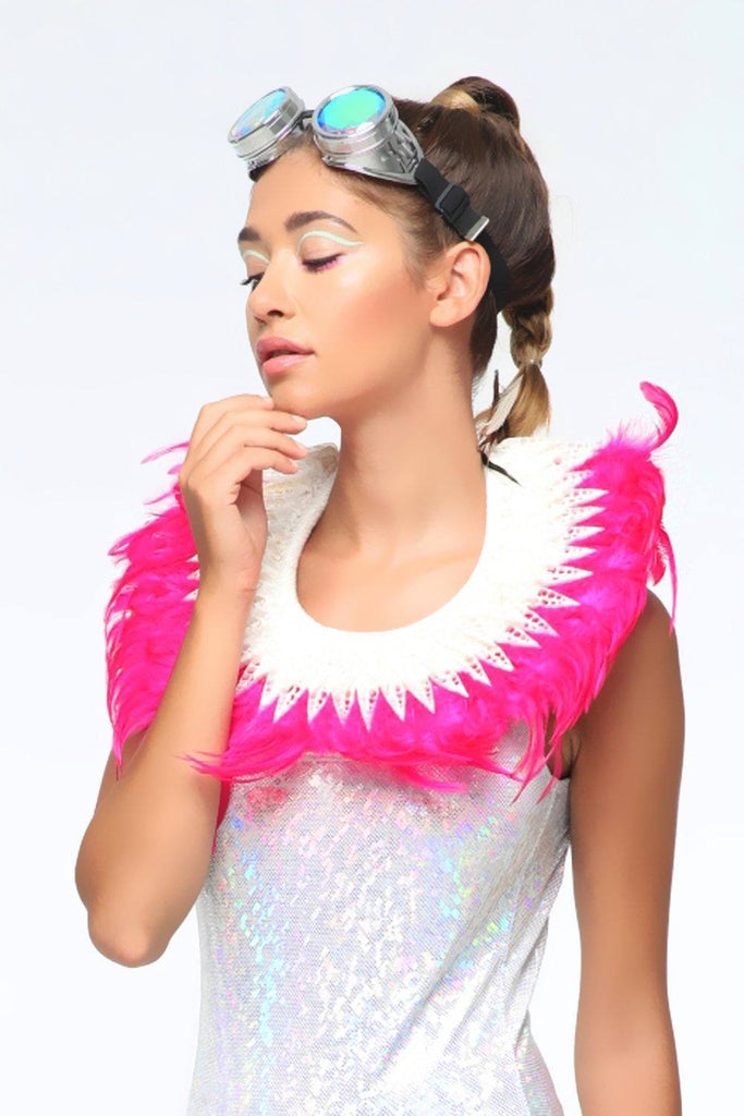 Hot Pink Feather Collar Accessories Other SEA DRAGON STUDIO 