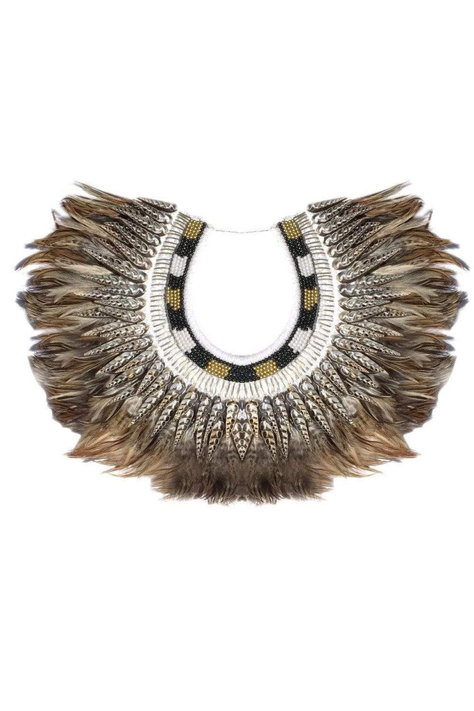 Bejeweled Natural Color Feather Collar Accessories Other SEA DRAGON STUDIO 