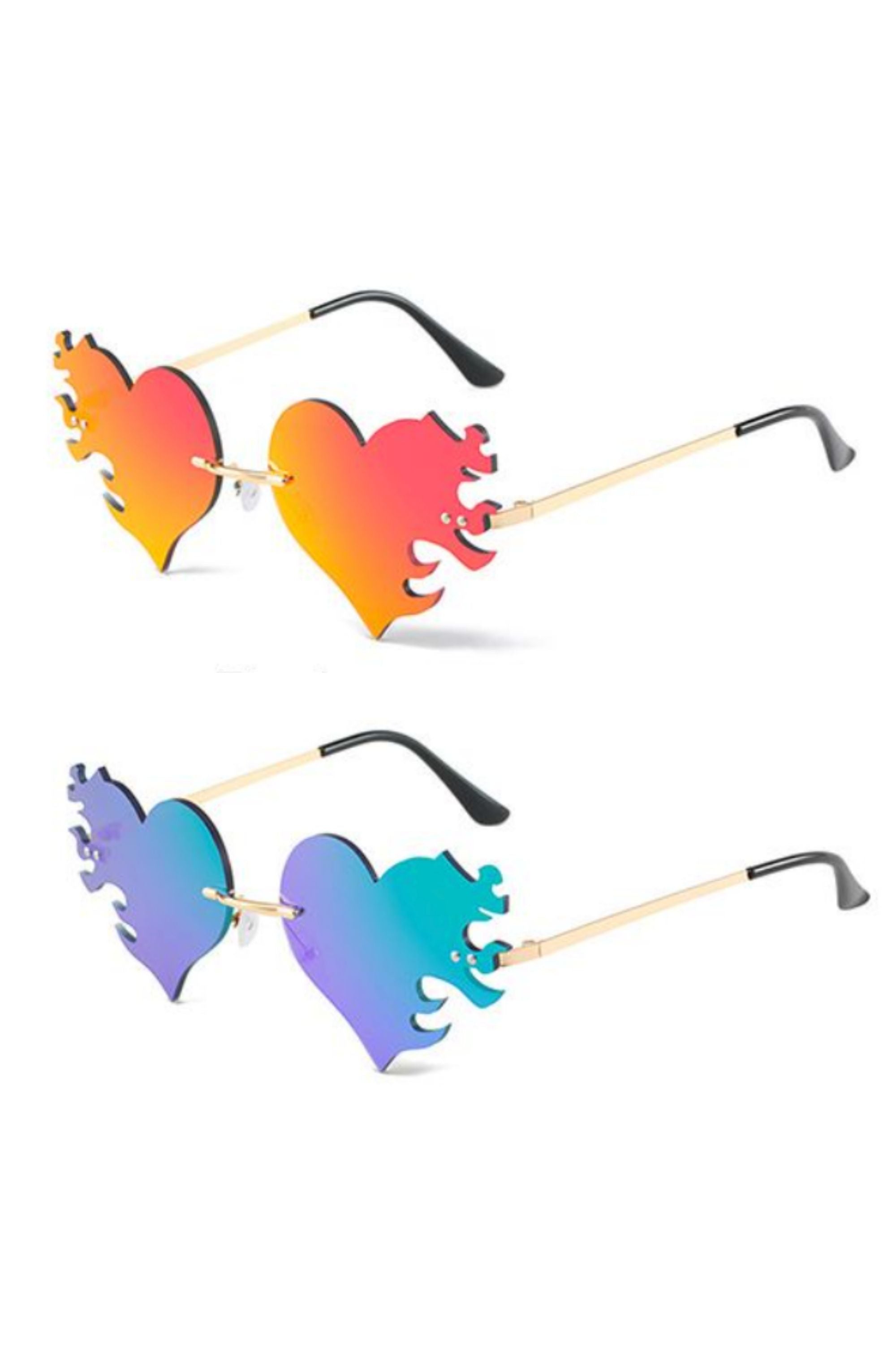 Burning Love Rimless Heart Sunglasses Eyewear SEA DRAGON STUDIO
