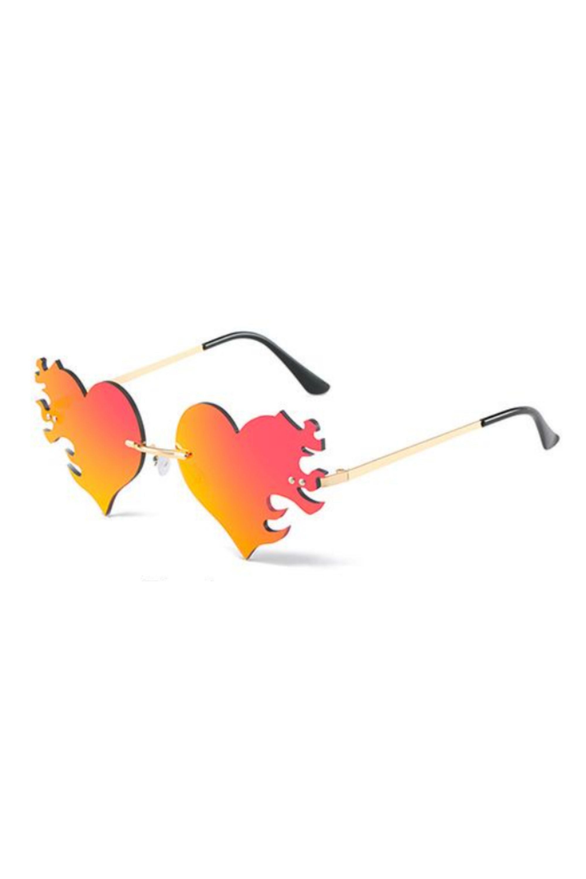 Burning Love Rimless Heart Sunglasses Eyewear SEA DRAGON STUDIO Red-Orange