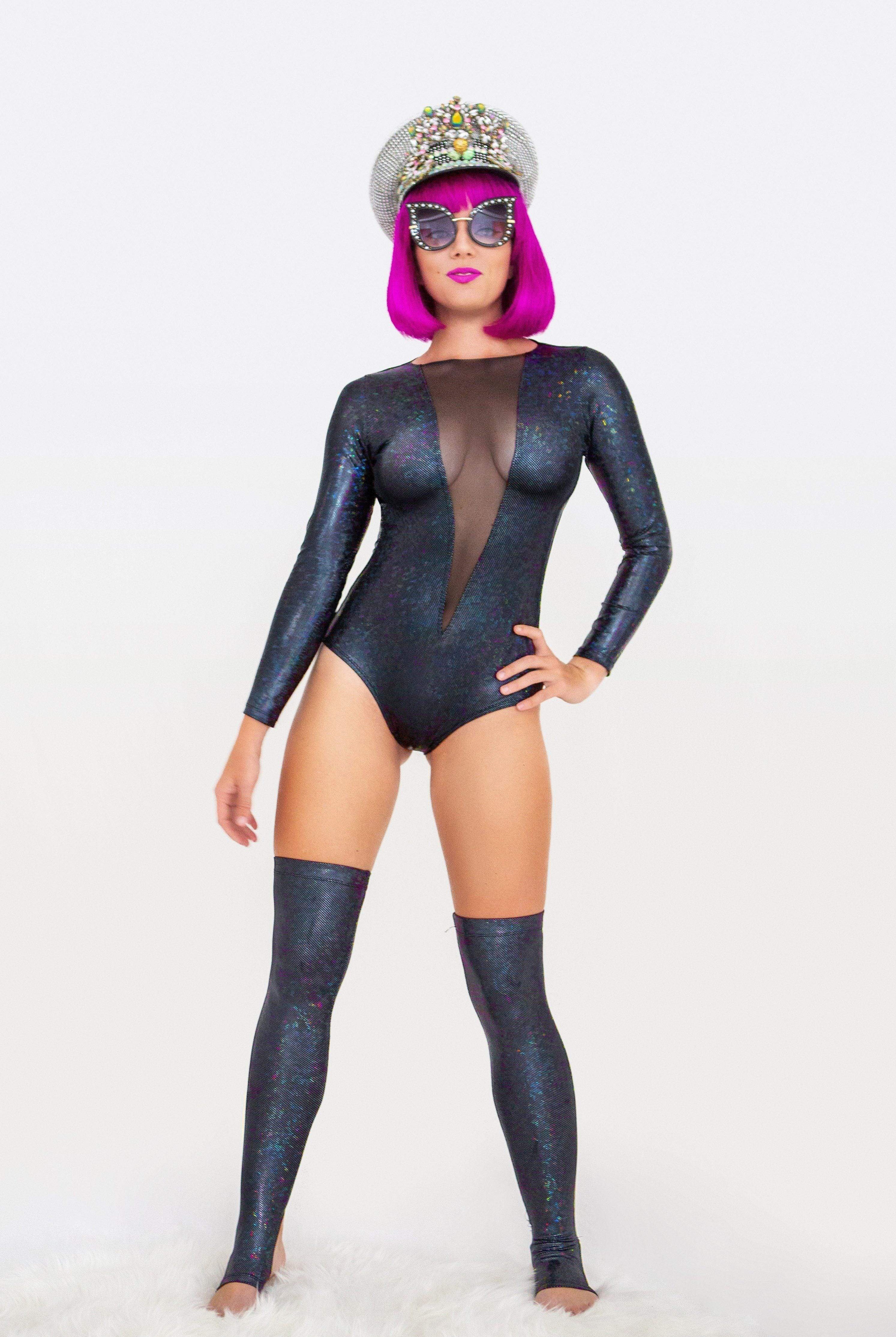Holographic Over The Knee Socks - Women's Festival & Rave Wear Accessories From Sea Dragon Studio