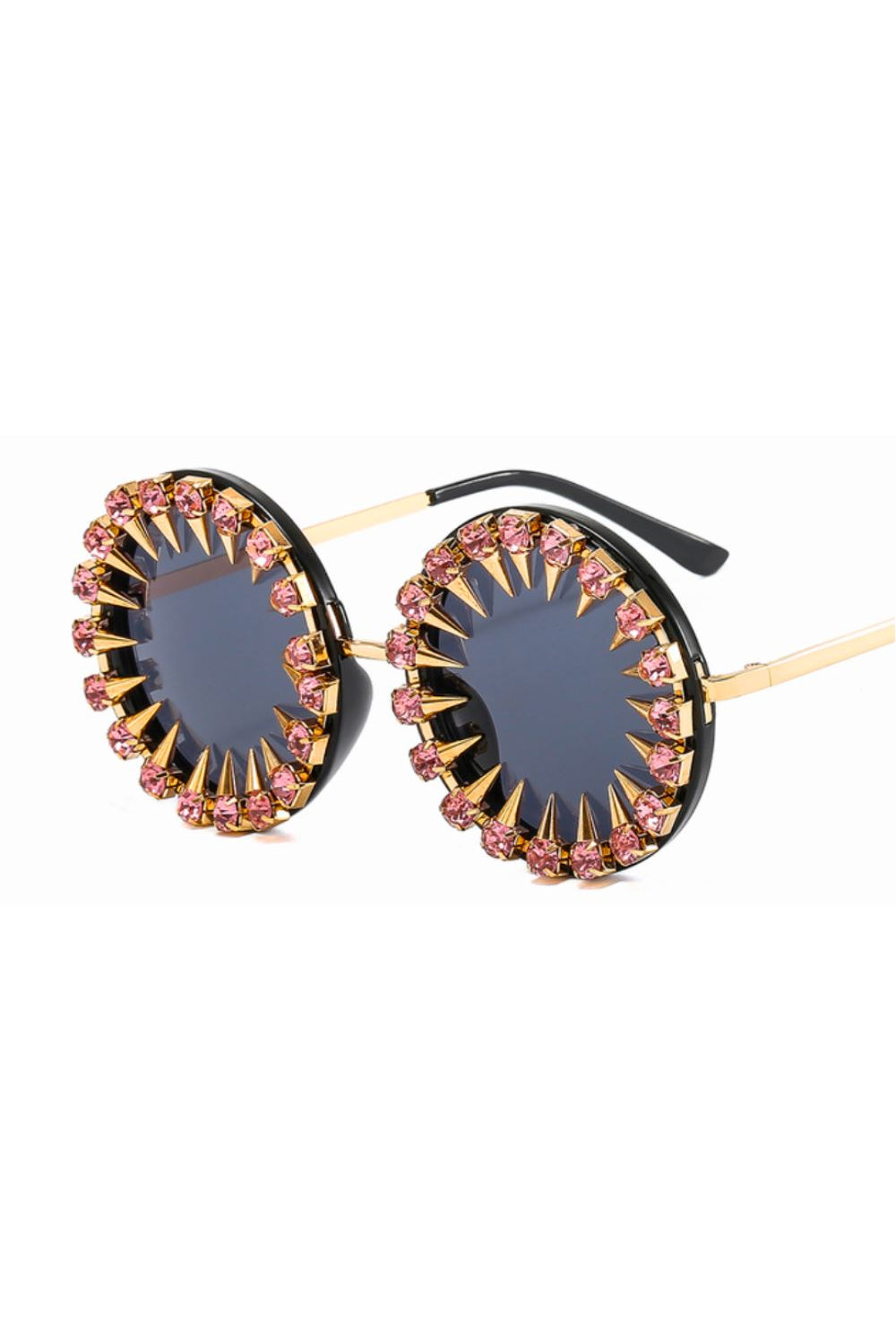 Claws-Deep Round Rhinestone Sunglasses Eyewear Sea Dragon Studio Rose Crystal