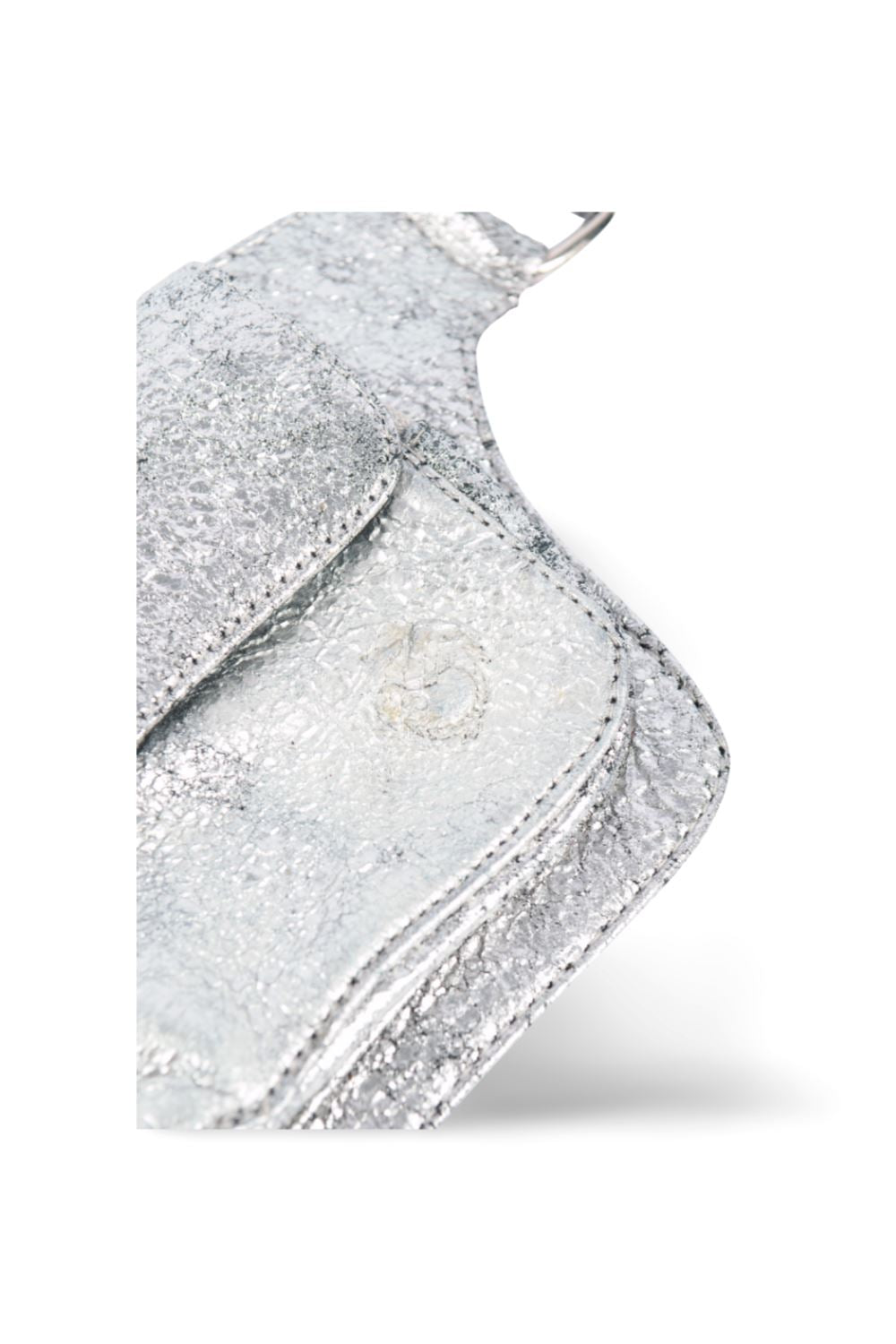 Cracked Silver Single Pocket Leather Bum Bag Leather Festival Belt SEA DRAGON STUDIO