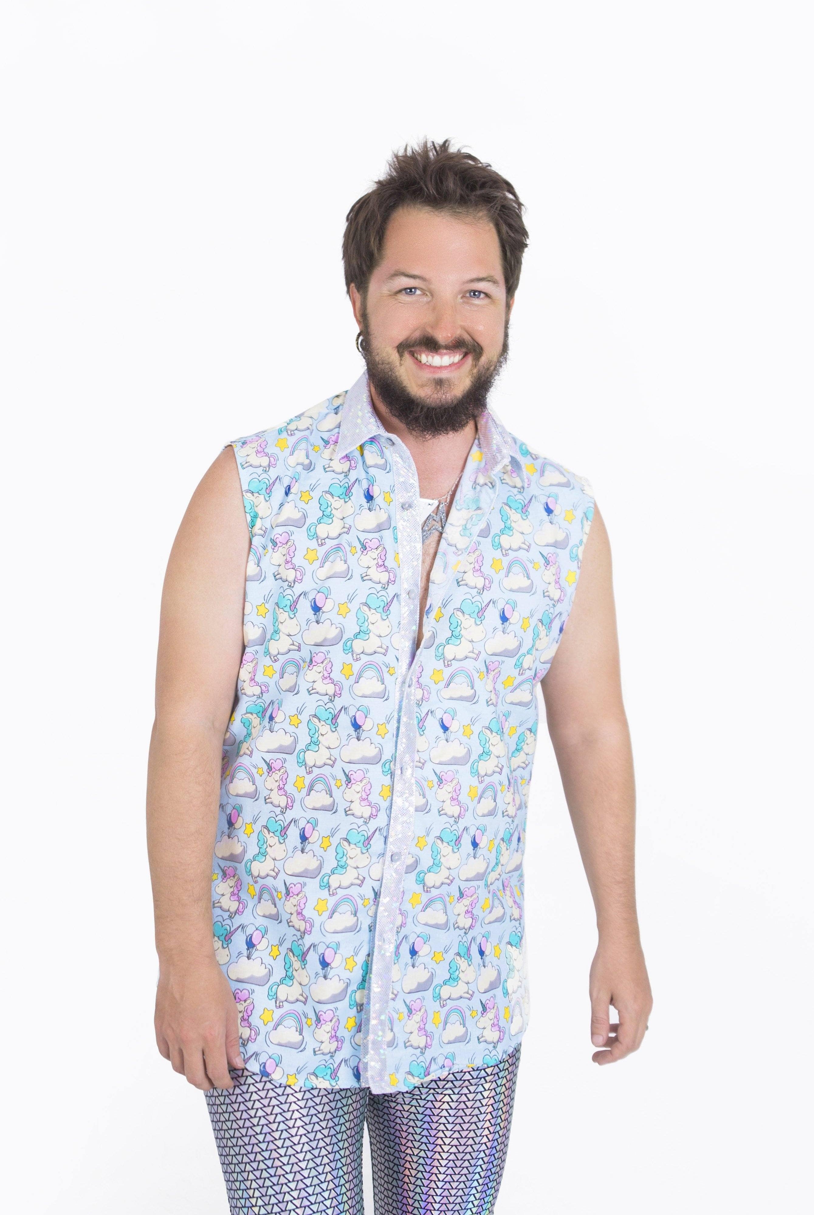 Mens Magical Unicorn Shirt Mens Tops SEA DRAGON STUDIO XSmall Blue Unicorn Magic