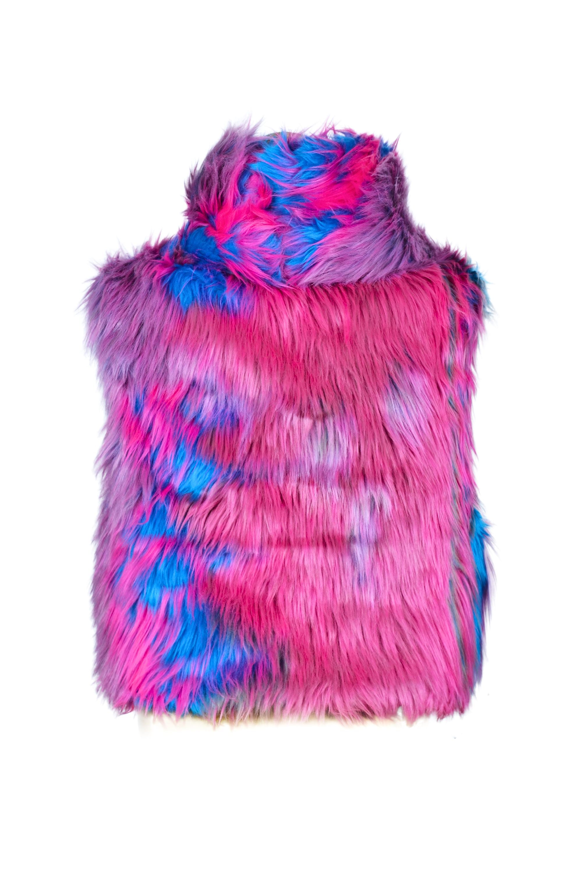 Reversible Day Glow Mens Fur Vest Mens Tops SEA DRAGON STUDIO