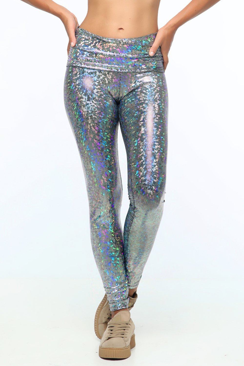 Holographic Fold-Top Leggings | 13 Colors - Womens Bottoms