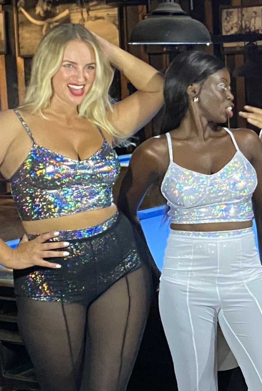 Harlot Bustier Top | 13 Colors Womens Tops SEA DRAGON STUDIO XSMALL Disco Brawl (Silver)