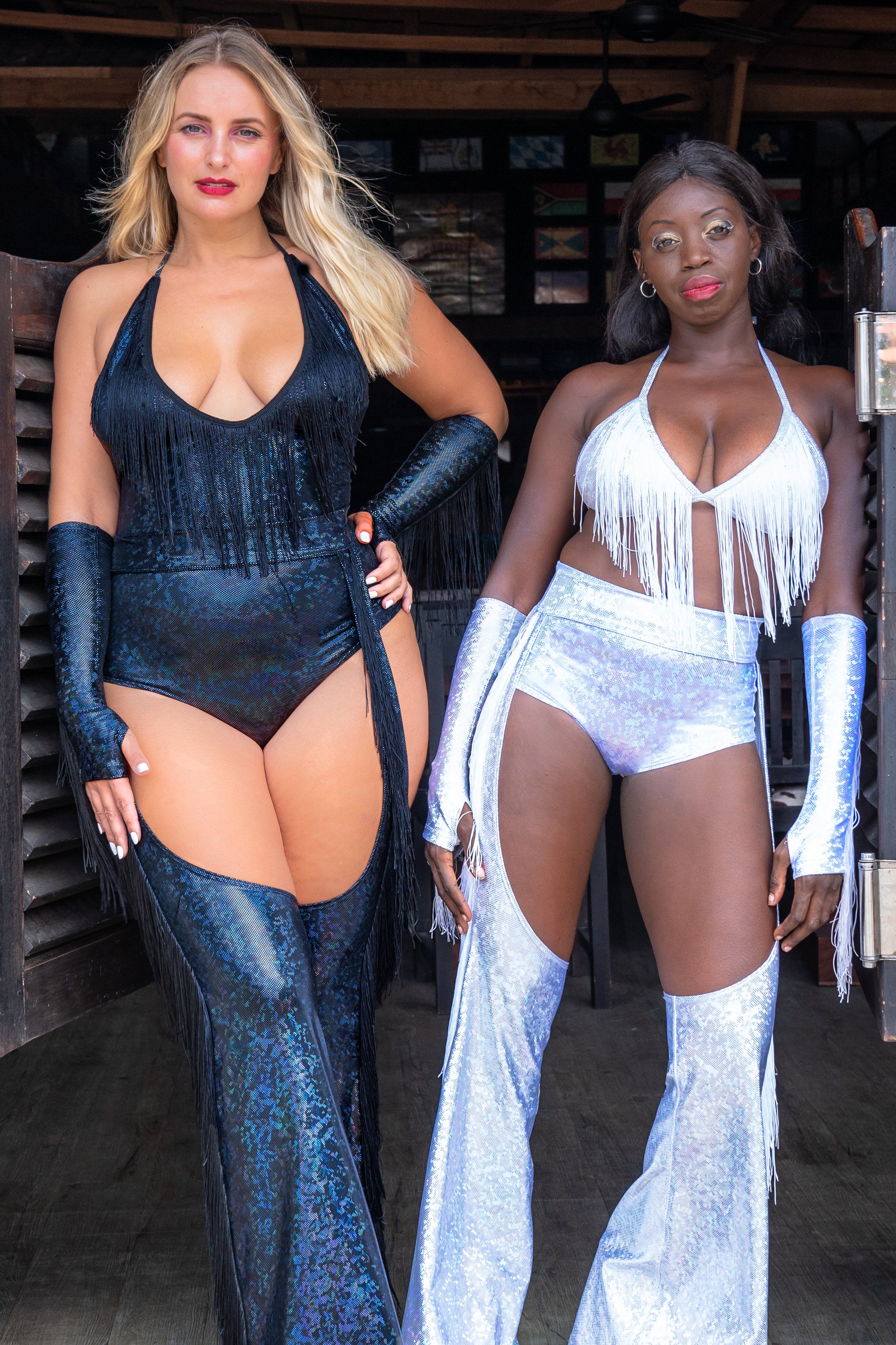 Holographic Chaps | 13 Colors Womens Bottoms SEA DRAGON STUDIO Midnight Inferno (Black) XSmall