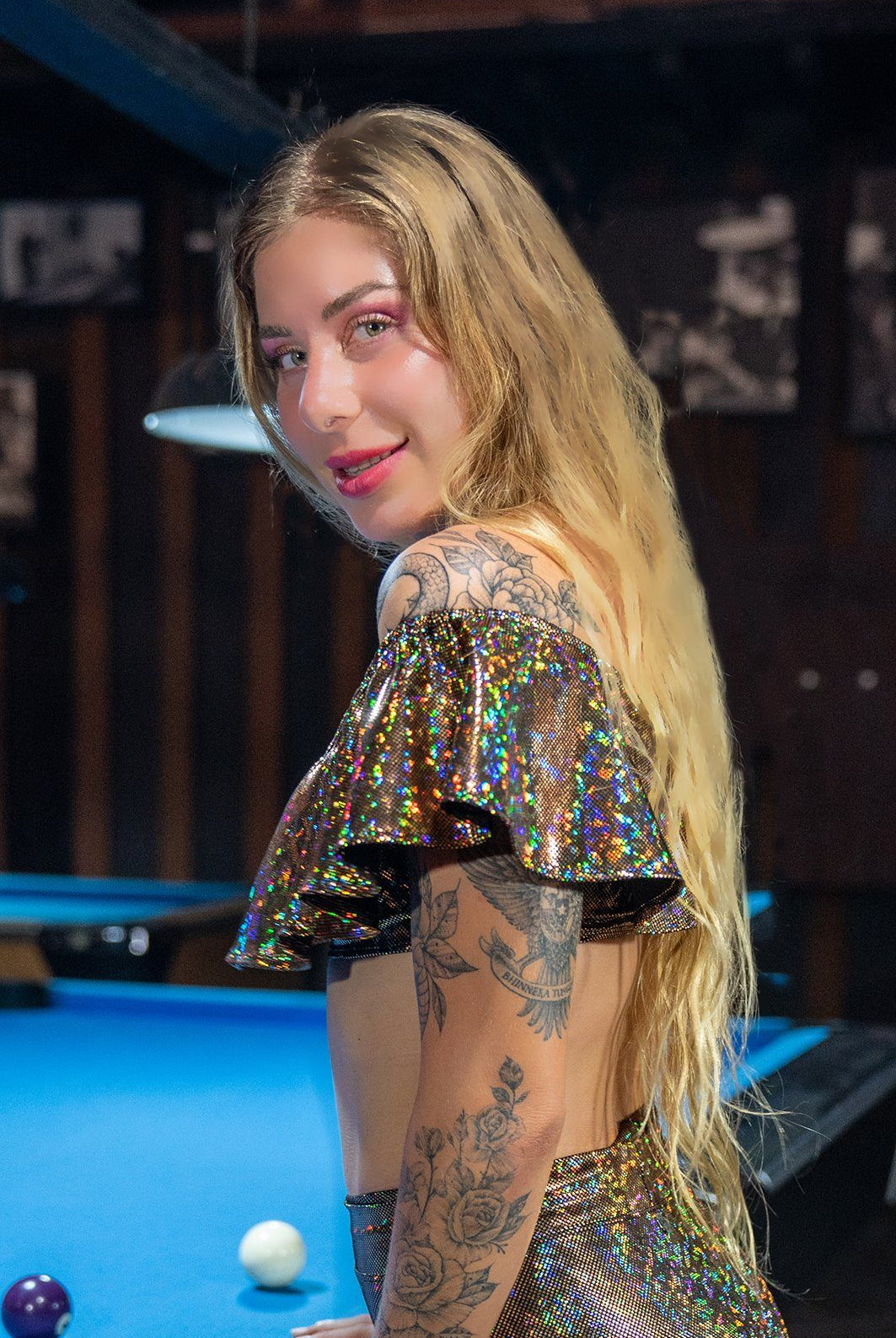 Holographic Señorita Crop Top | 13 Colors Womens Tops SEA DRAGON STUDIO XSMALL Playa White