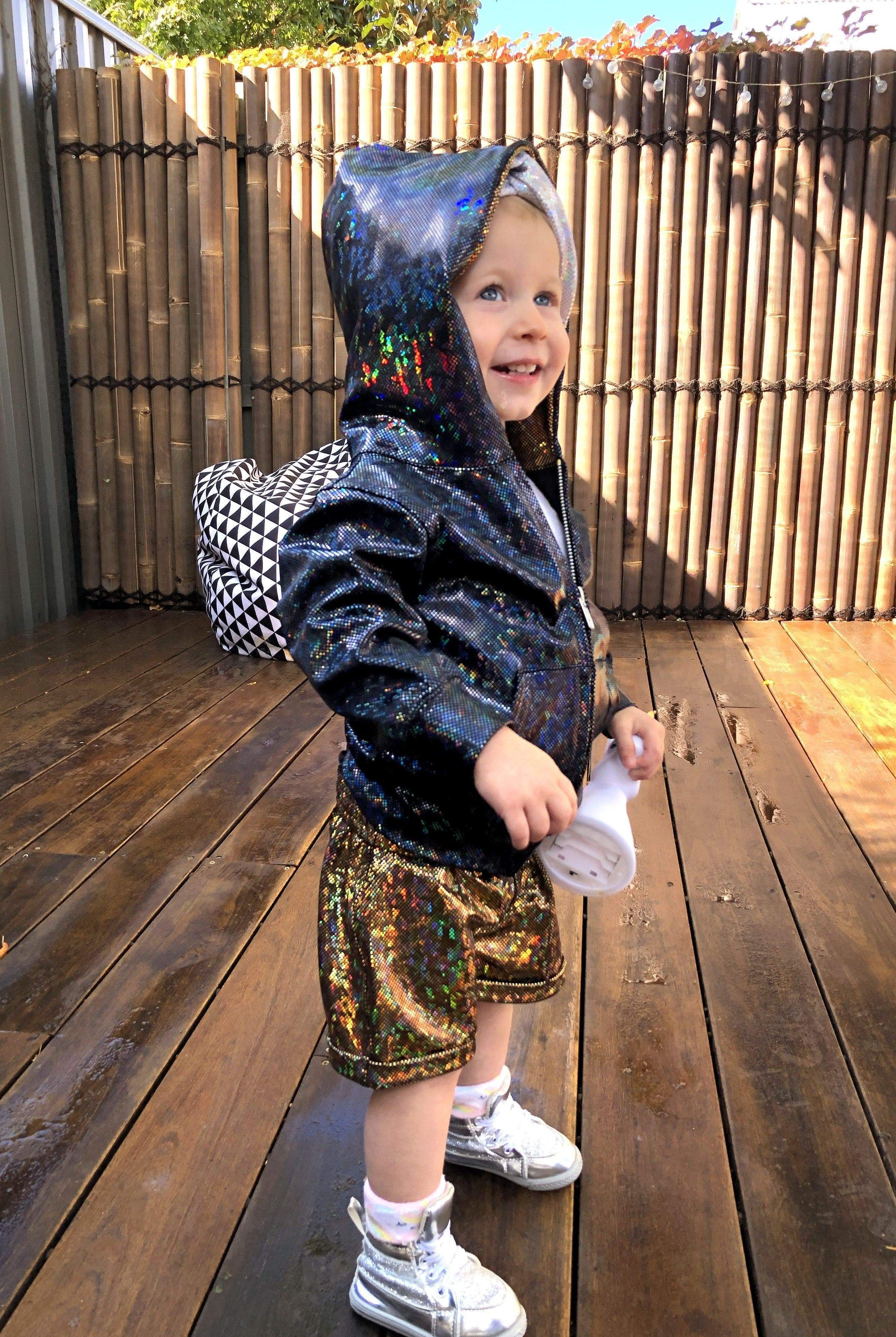 Kids Holographic Shorts - Kid's Bottoms From Sea Dragon Studio Festival & Rave Outfits Collection