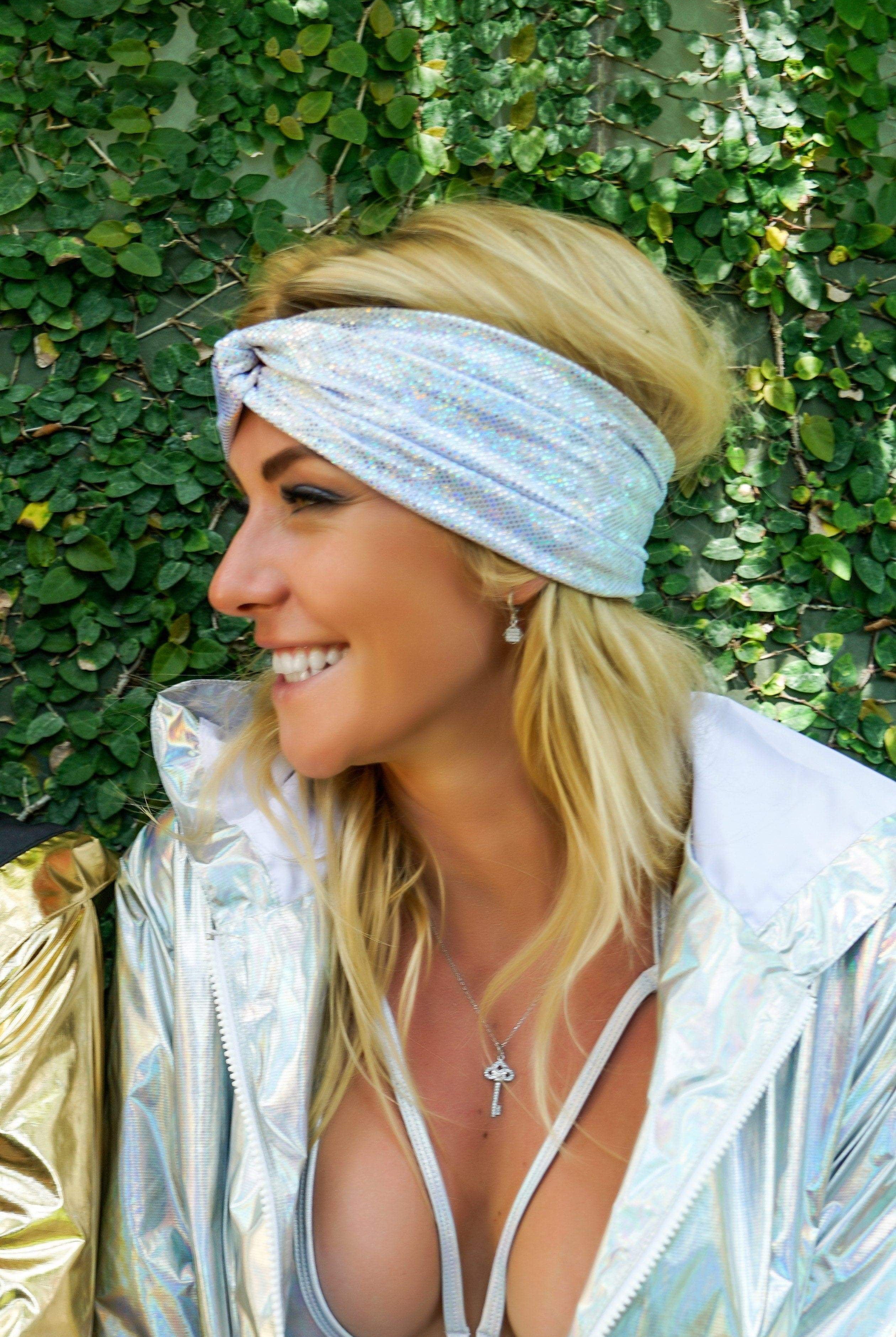 Holographic Turban Headband | 13 Colors Headwear SEA DRAGON STUDIO Midnight Inferno (Black)