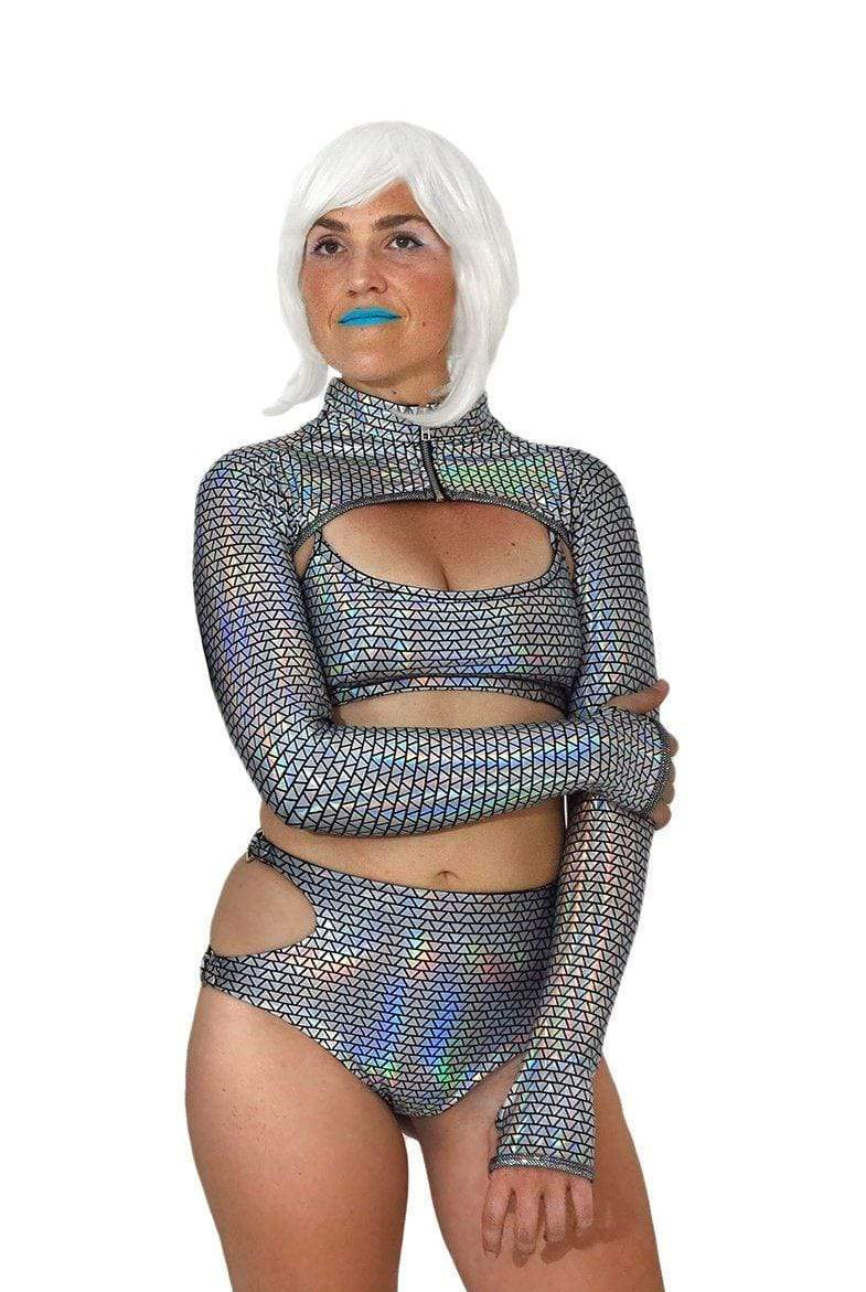 Prismatic Space Cadet Crop Jacket Womens Tops SEA DRAGON STUDIO