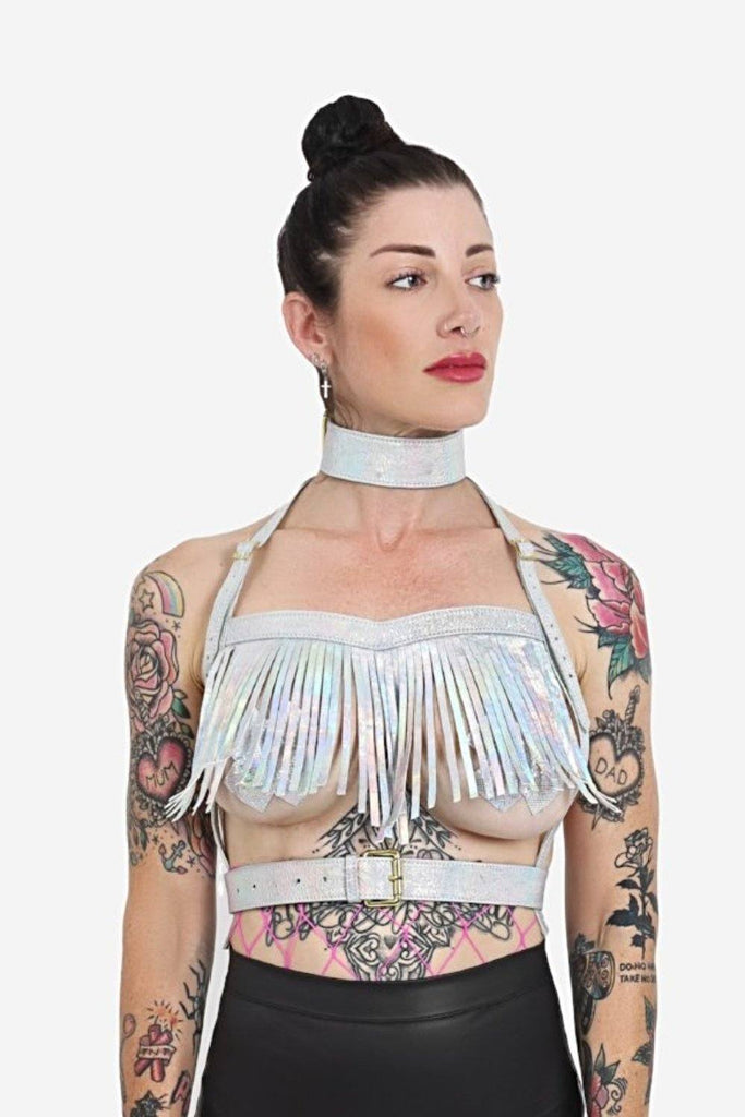 No Tassle Hassle Holographic Leather Harness Leather HOLOSEXUAL Small Hola Holo 