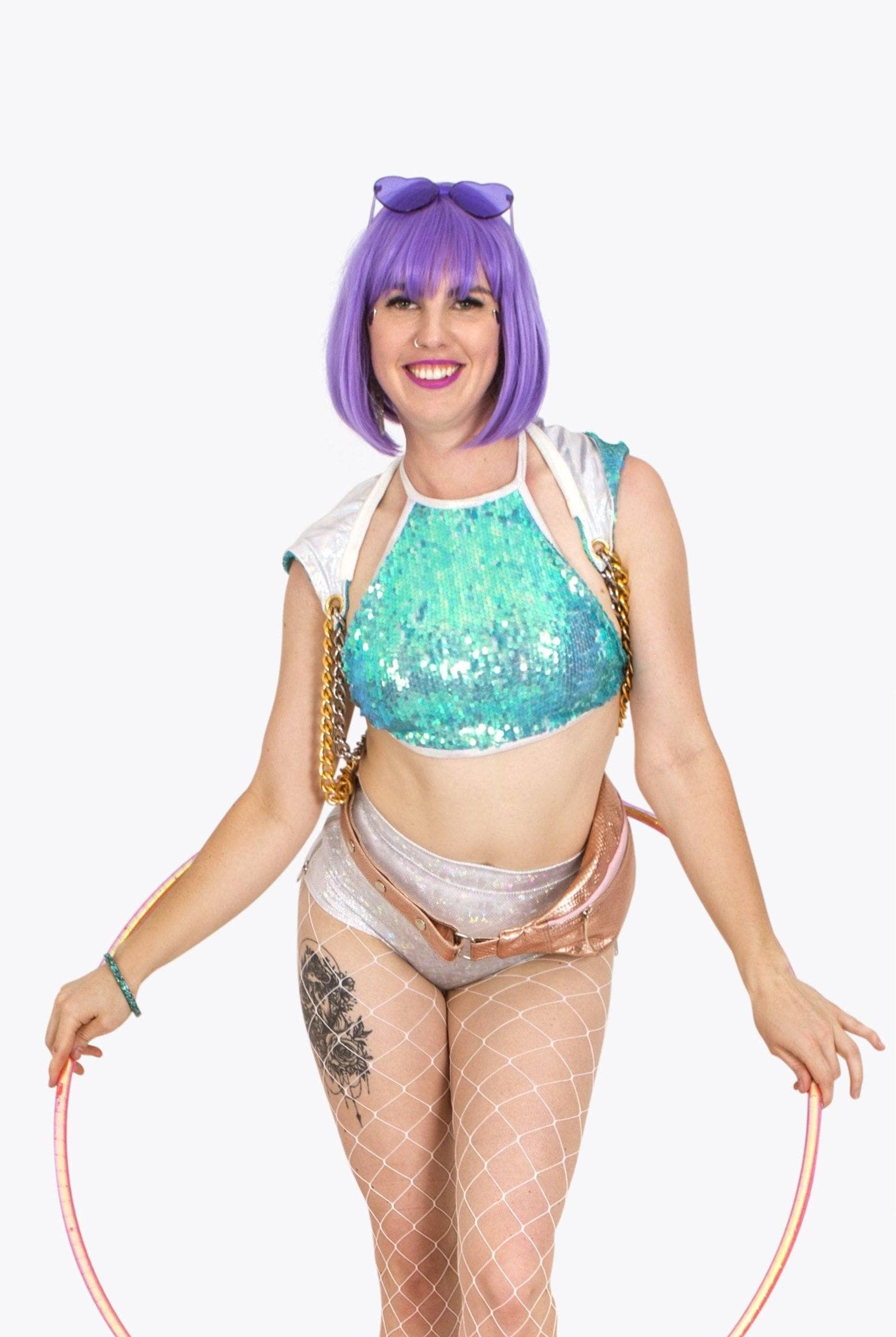 Mermaid Scale Sequin Halter Top Womens Tops SEA DRAGON STUDIO