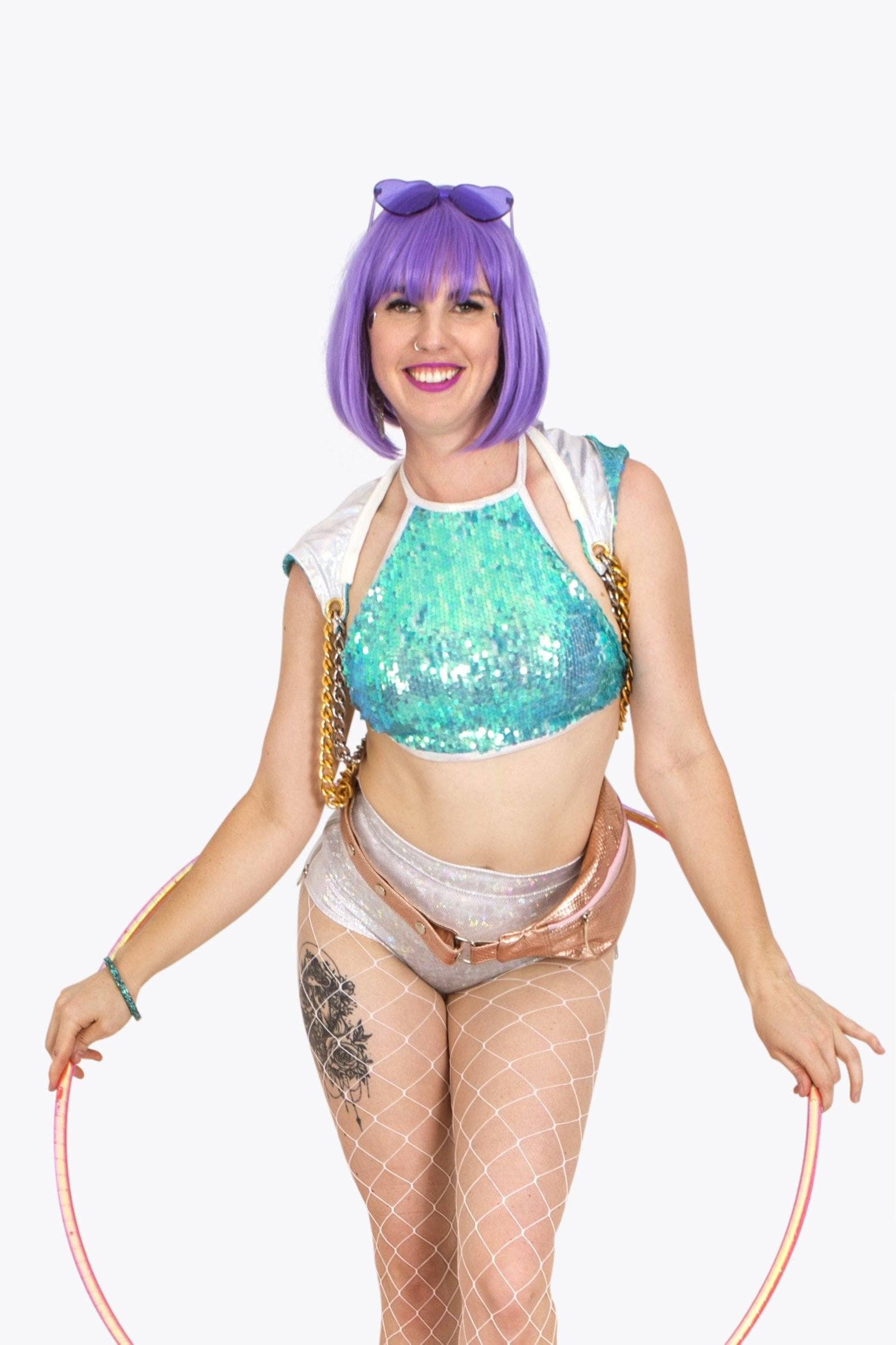 Mermaid Scale Sequin Halter Top Womens Tops SEA DRAGON STUDIO