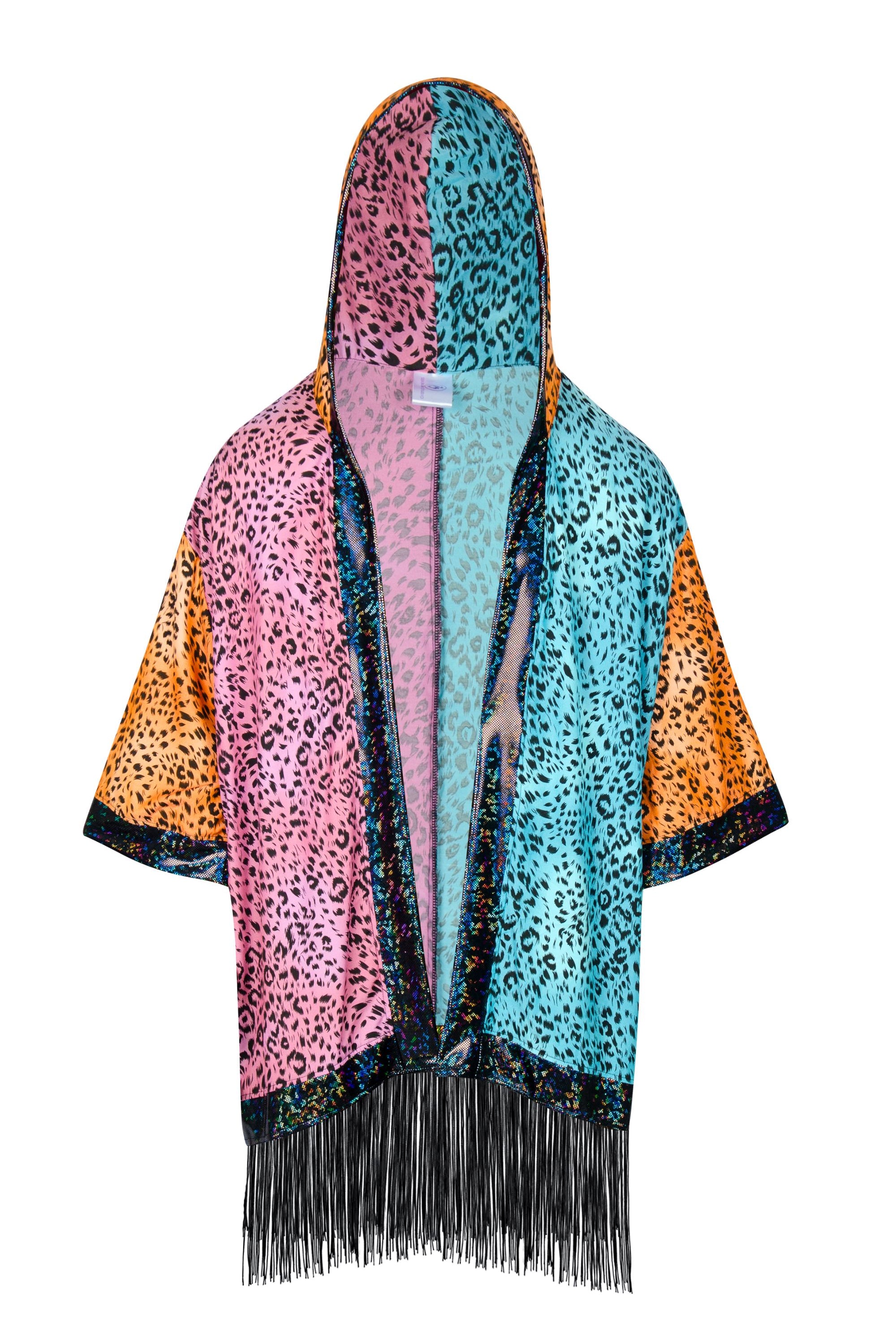 Big Cat Energy Hooded Kimono with Holo & Fringe Mens Tops SEA DRAGON STUDIO Tutti Frutti