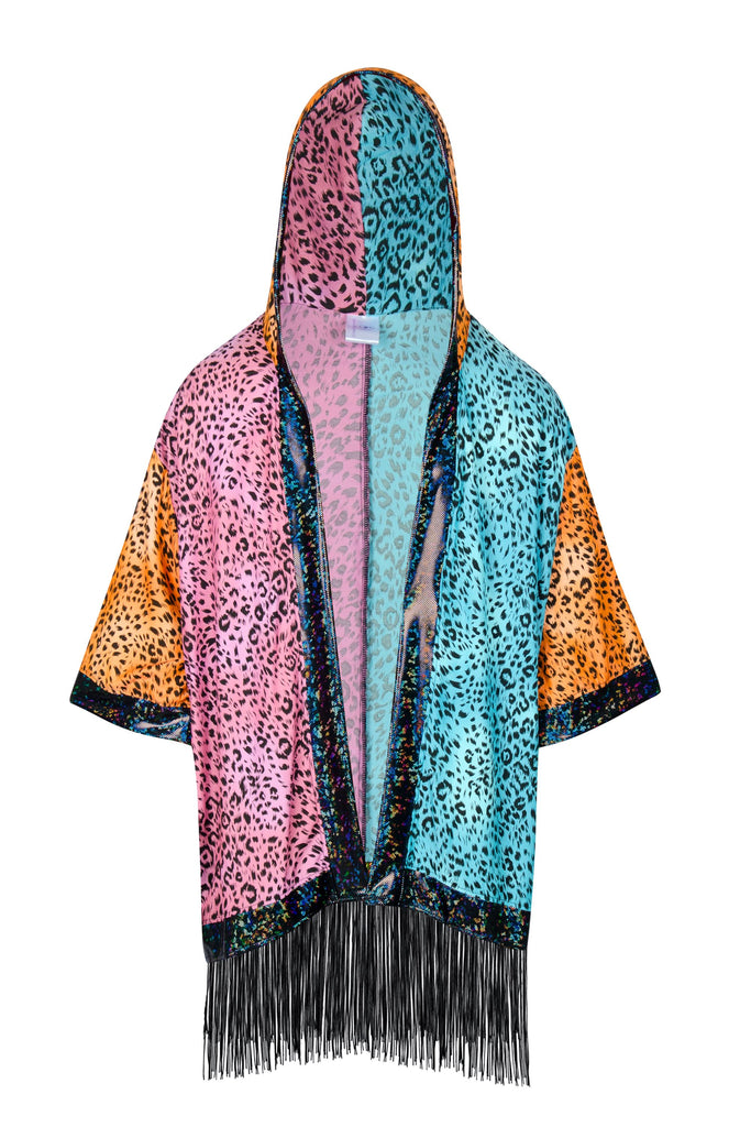 Big Cat Energy Hooded Kimono with Holo & Fringe Mens Tops SEA DRAGON STUDIO Tutti Frutti 