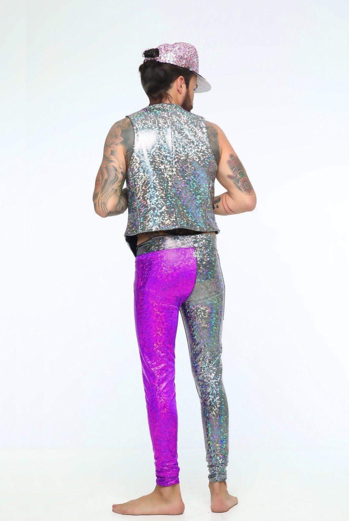 Mens Holographic Double-Trouble Meggings - Men's Bottoms From Sea Dragon Studio Festival & Rave Outfit Collection