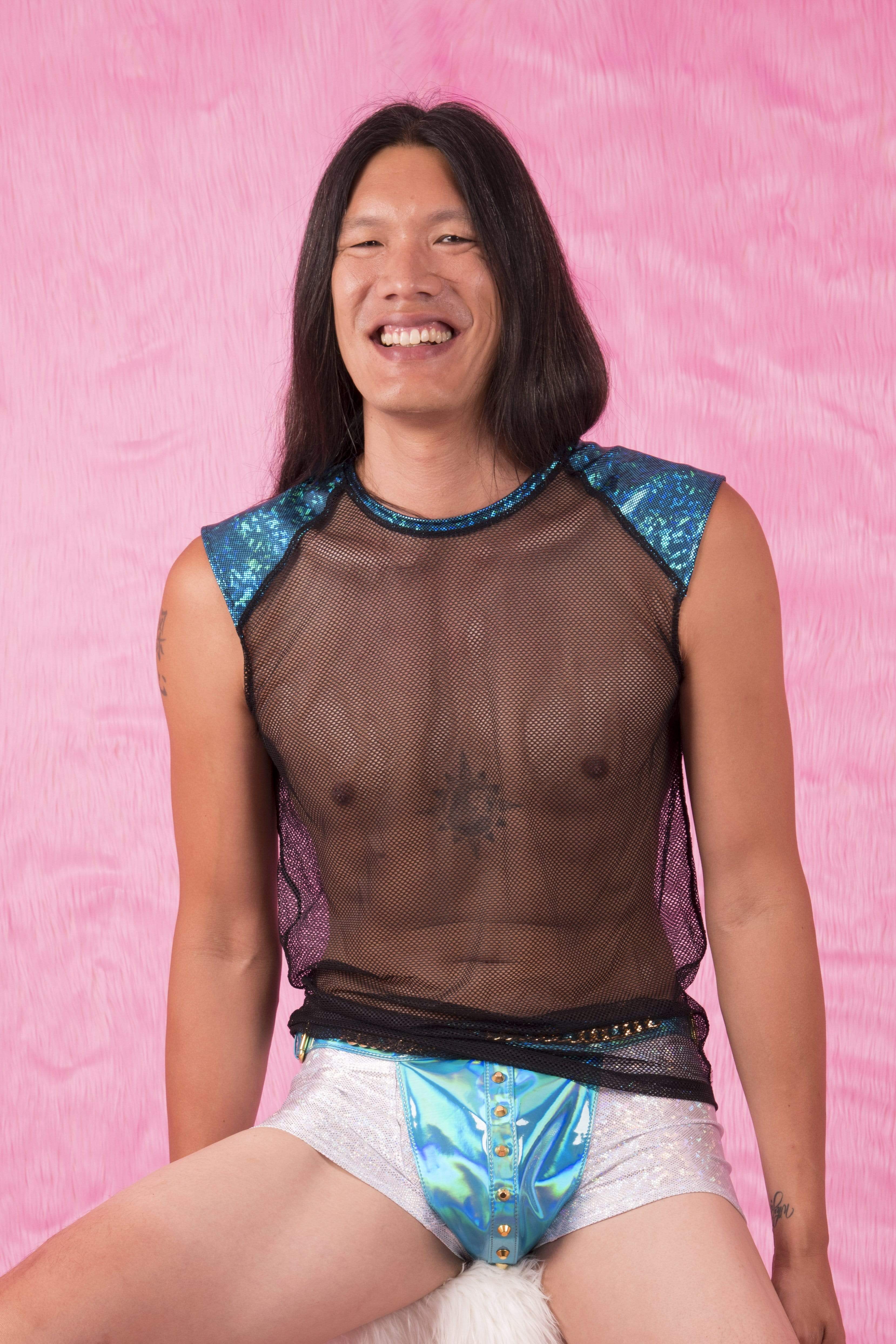 Mens Mesh Tshirt | 13 Colors Mens Tops SEA DRAGON STUDIO XSMALL Disco Brawl (Silver)