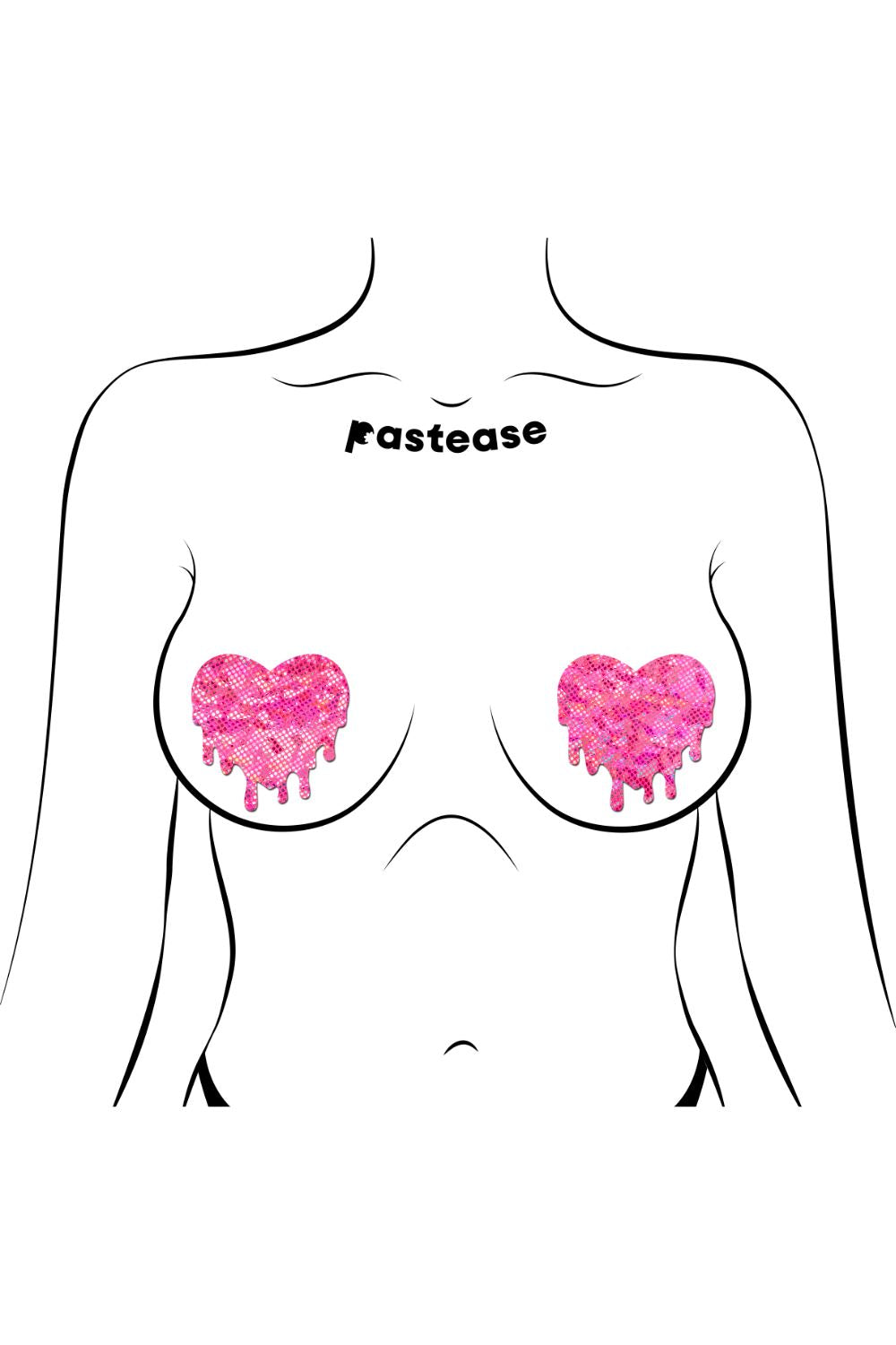 Holographic Pink Melty Heart Nipple Pasties Pasties PASTEASE