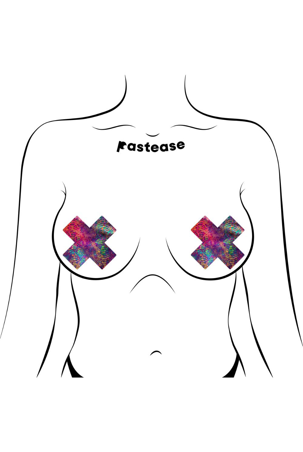 Rainbow Tie Dye Snake Print Cross Nipple Pasties Pasties PASTEASE
