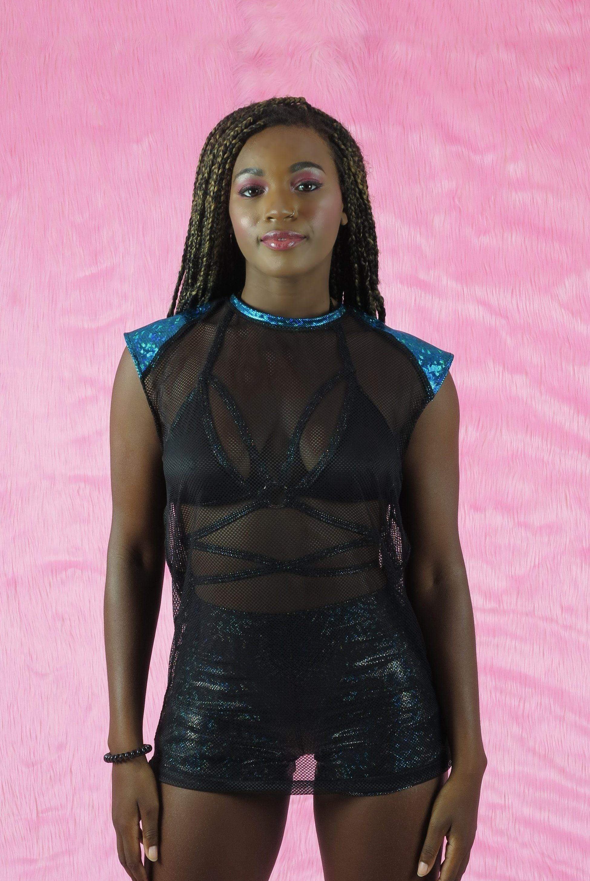 Holo Shoulder Mesh Tshirt | 13 Colors Womens Tops SEA DRAGON STUDIO